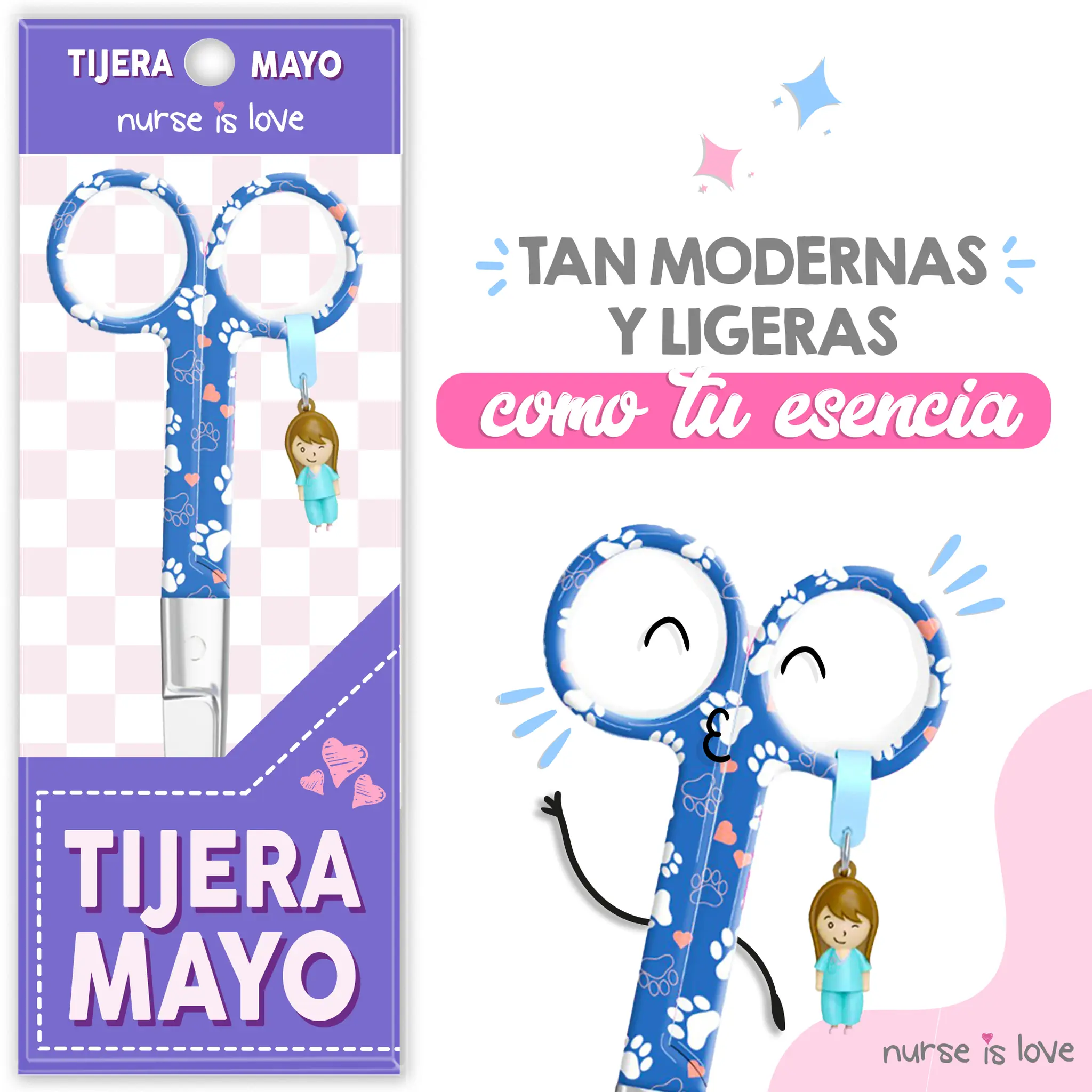 Tijeras Enfermería Mayo Huellas de Perro Azul