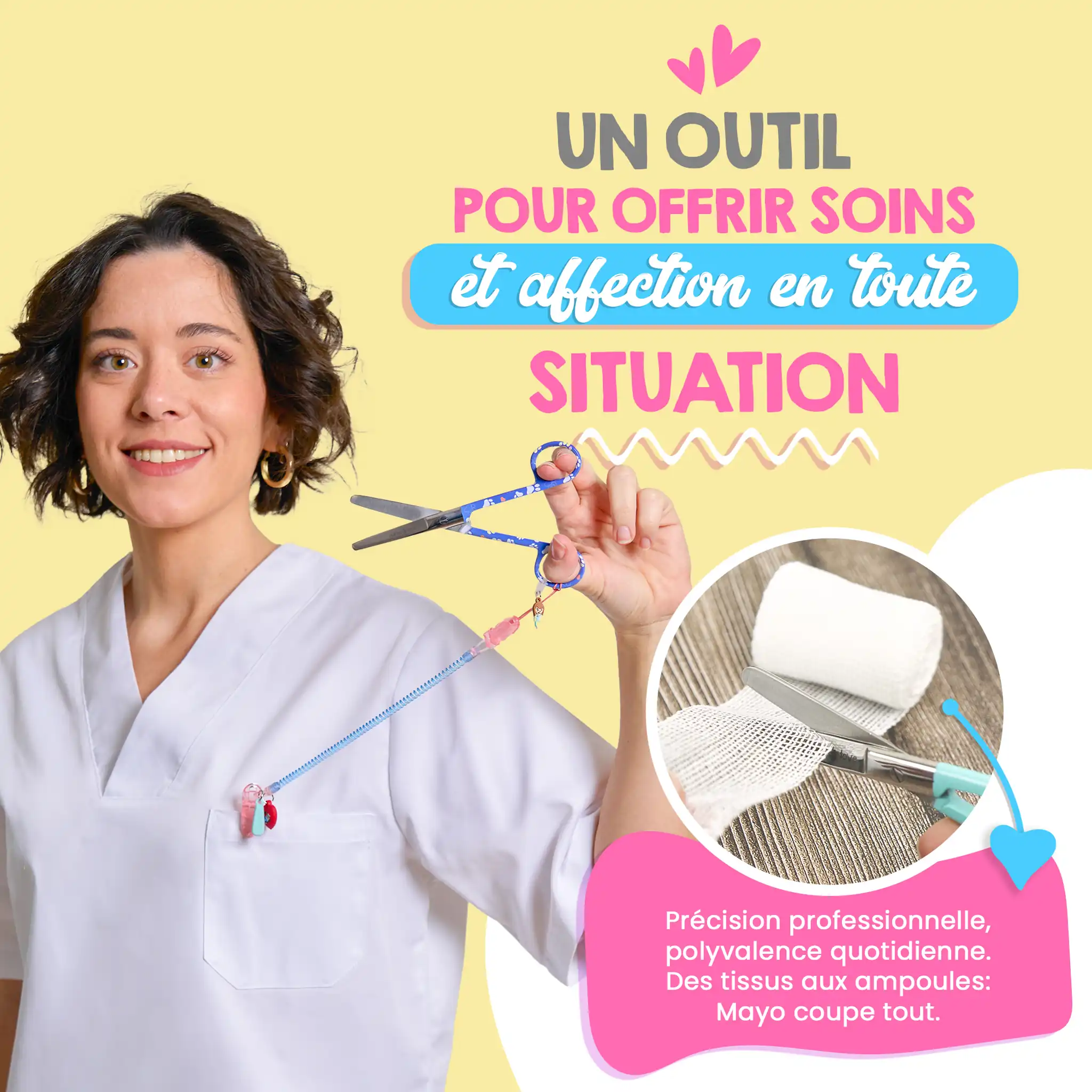Ciseaux Infirmiers Mayo Empreintes de Chien Bleues