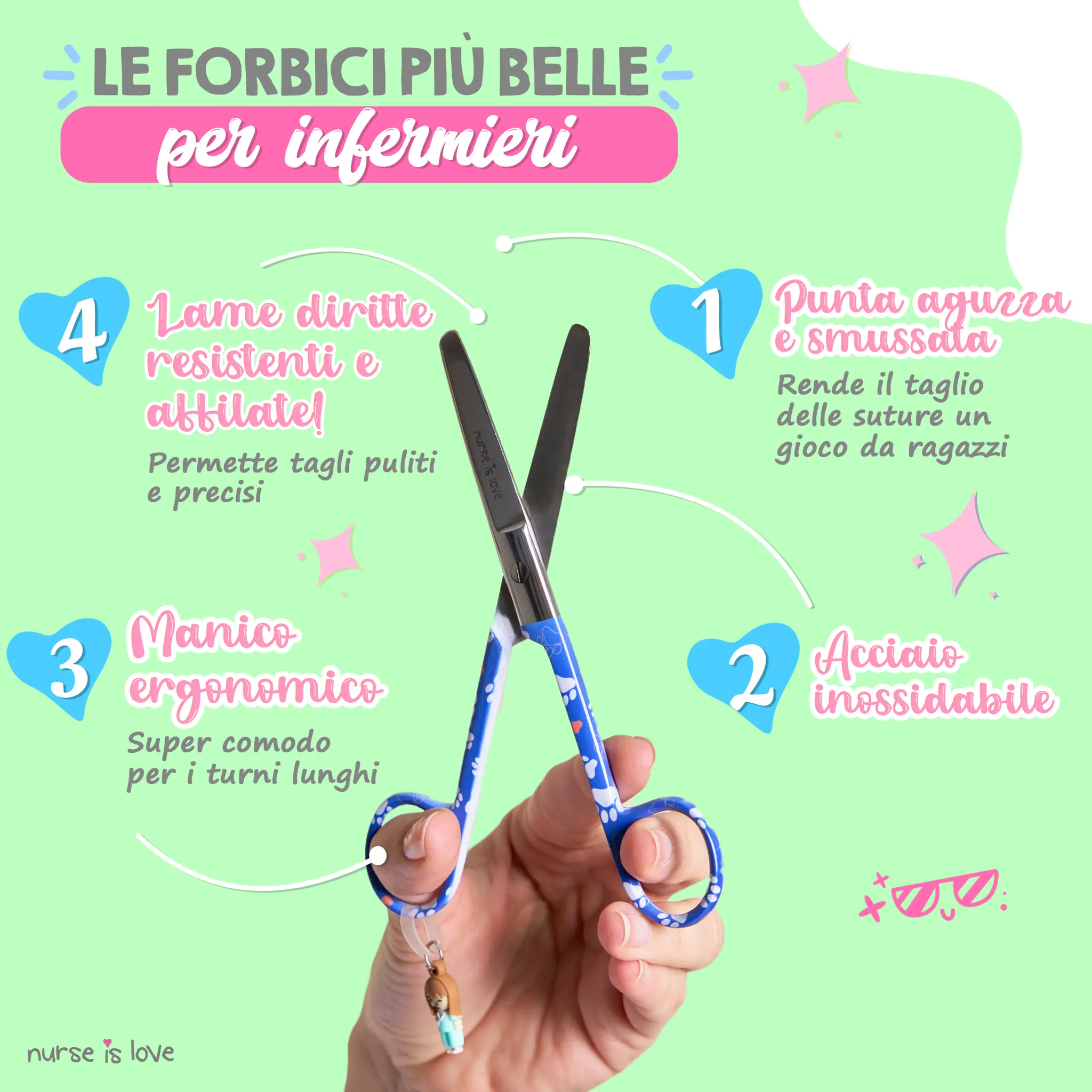 Forbici da Infermiera Mayo Impronte di Cane Blu