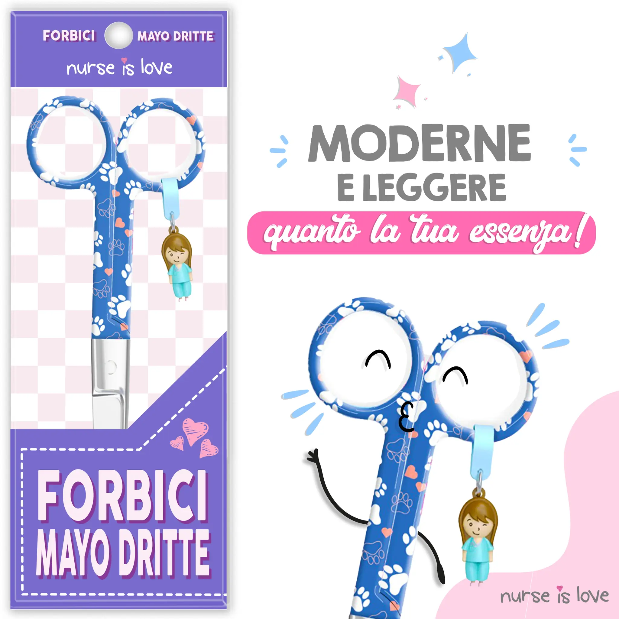 Forbici da Infermiera Mayo Impronte di Cane Blu