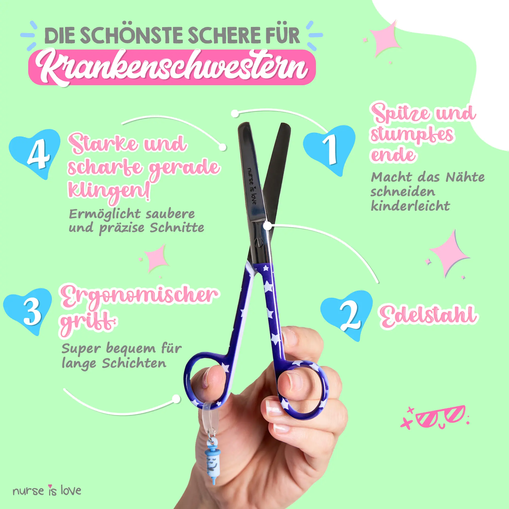 Pflege Schere Mayo Blaue Sterne