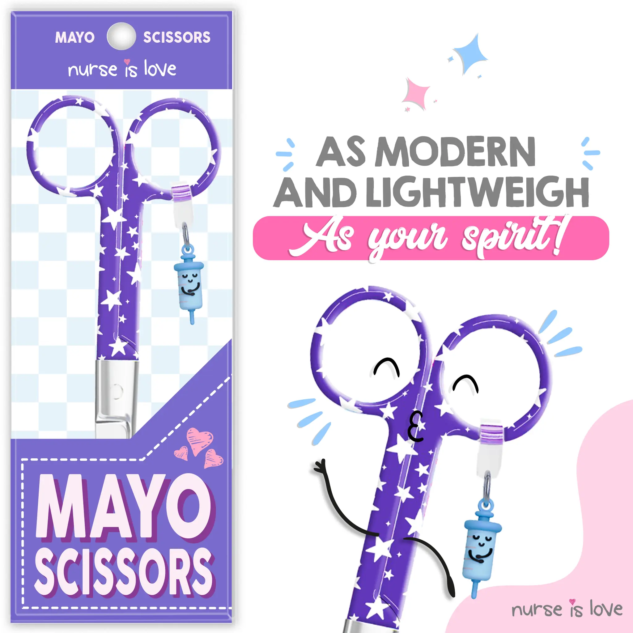 Tesouras de Enfermagem Mayo Estrelas Azul