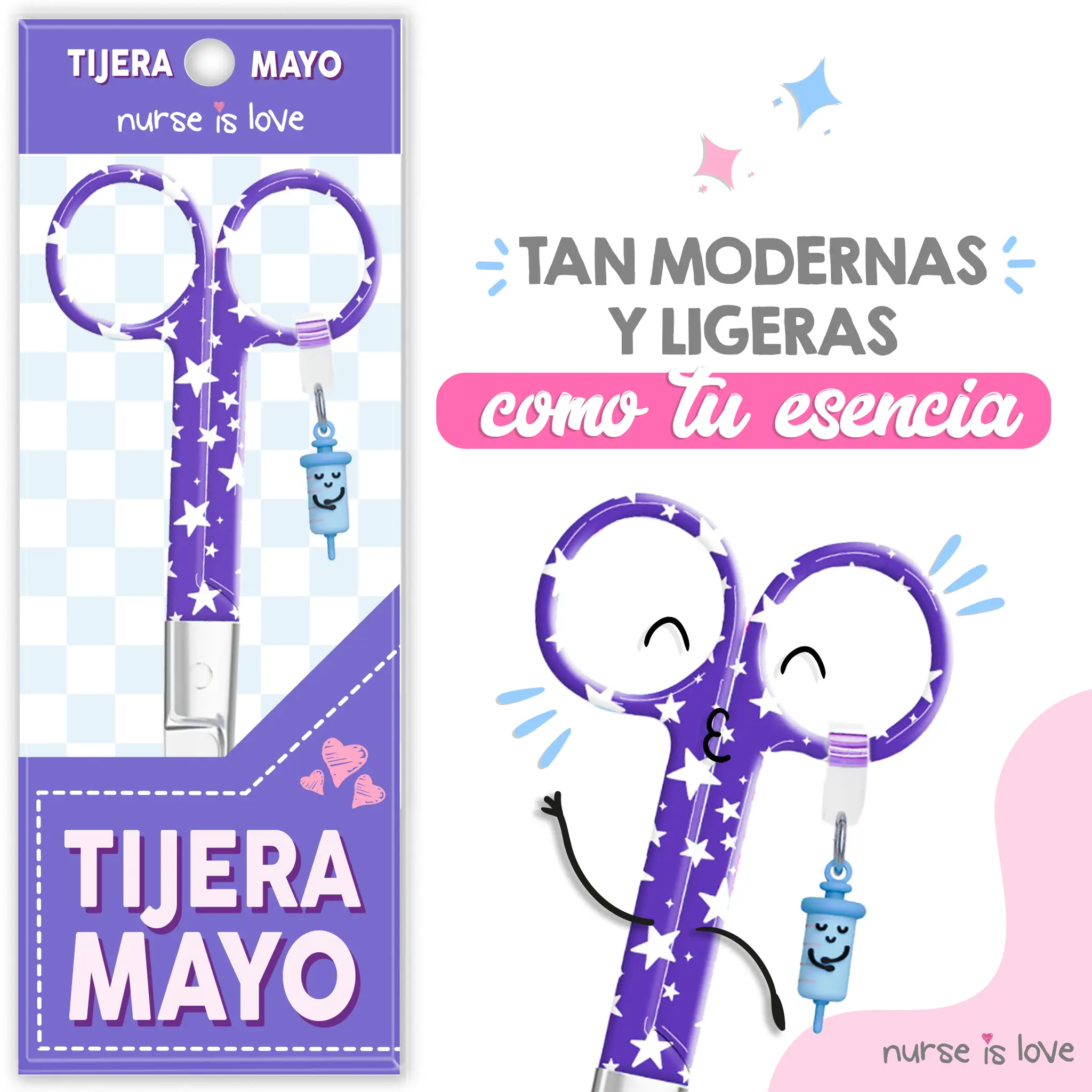 Tijeras Enfermería Mayo Estrellas Azul