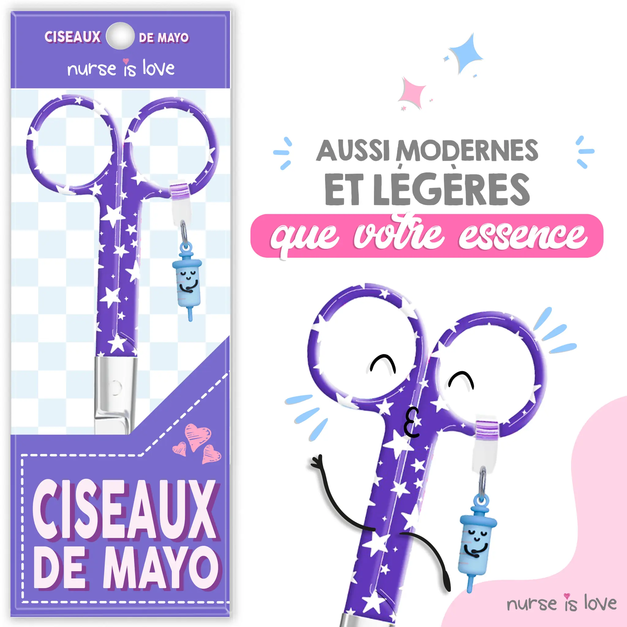 Ciseaux Infirmiers Mayo Étoiles Bleues