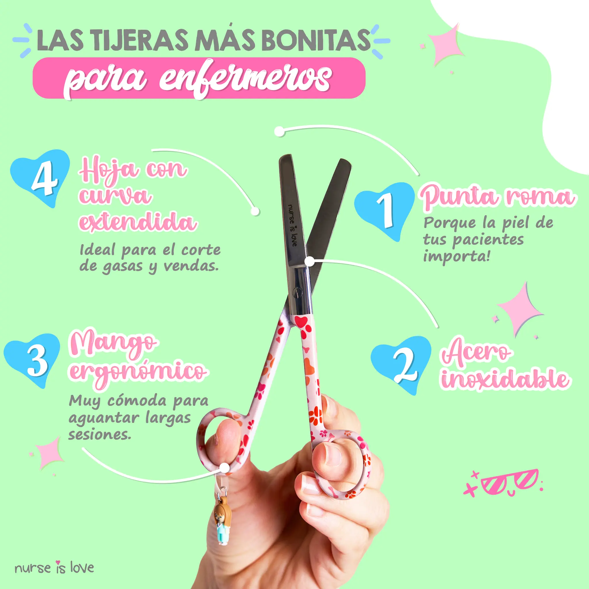 Tijeras Enfermería Mayo Huellas de Perro Anaranjado