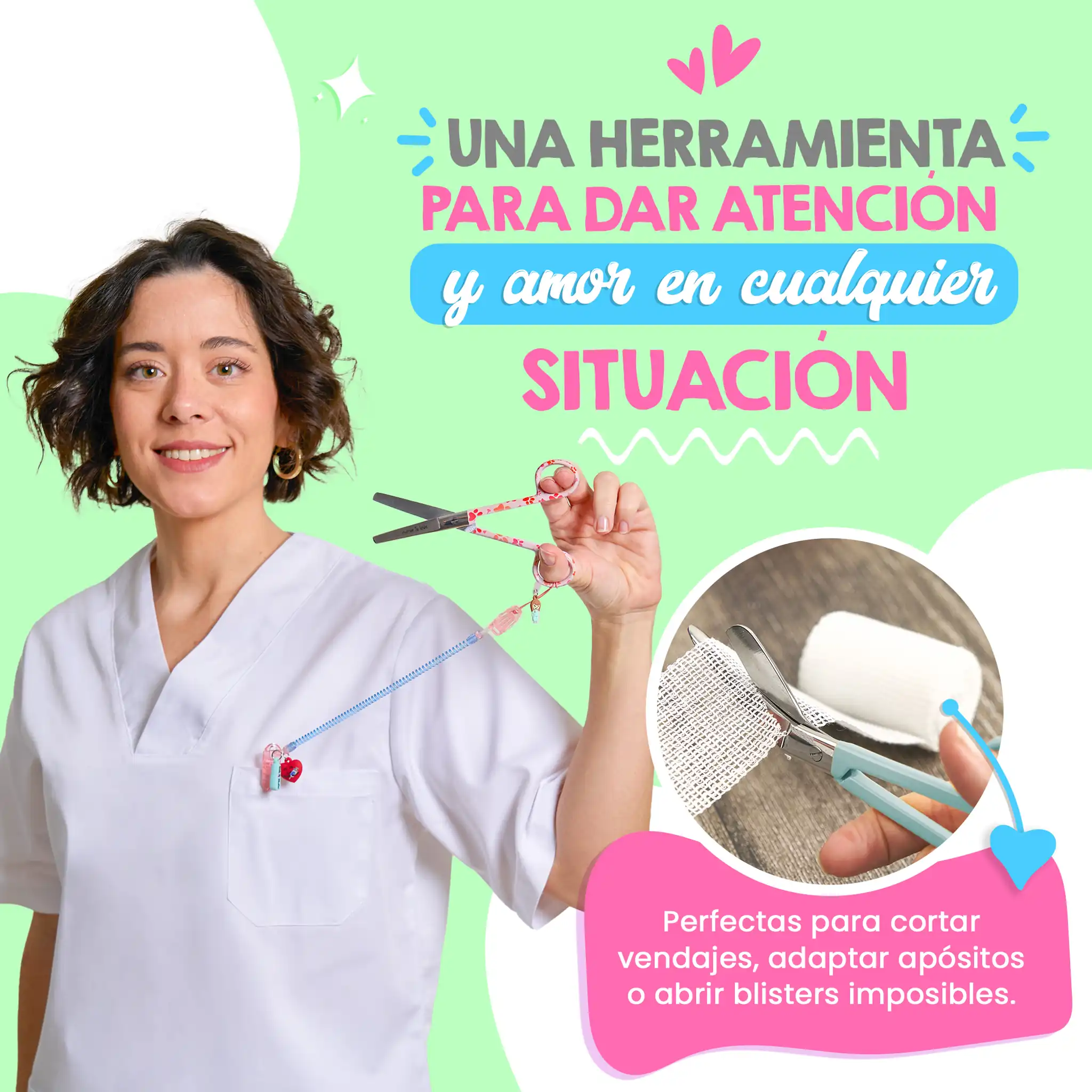 Tijeras Enfermería Mayo Huellas de Perro Anaranjado