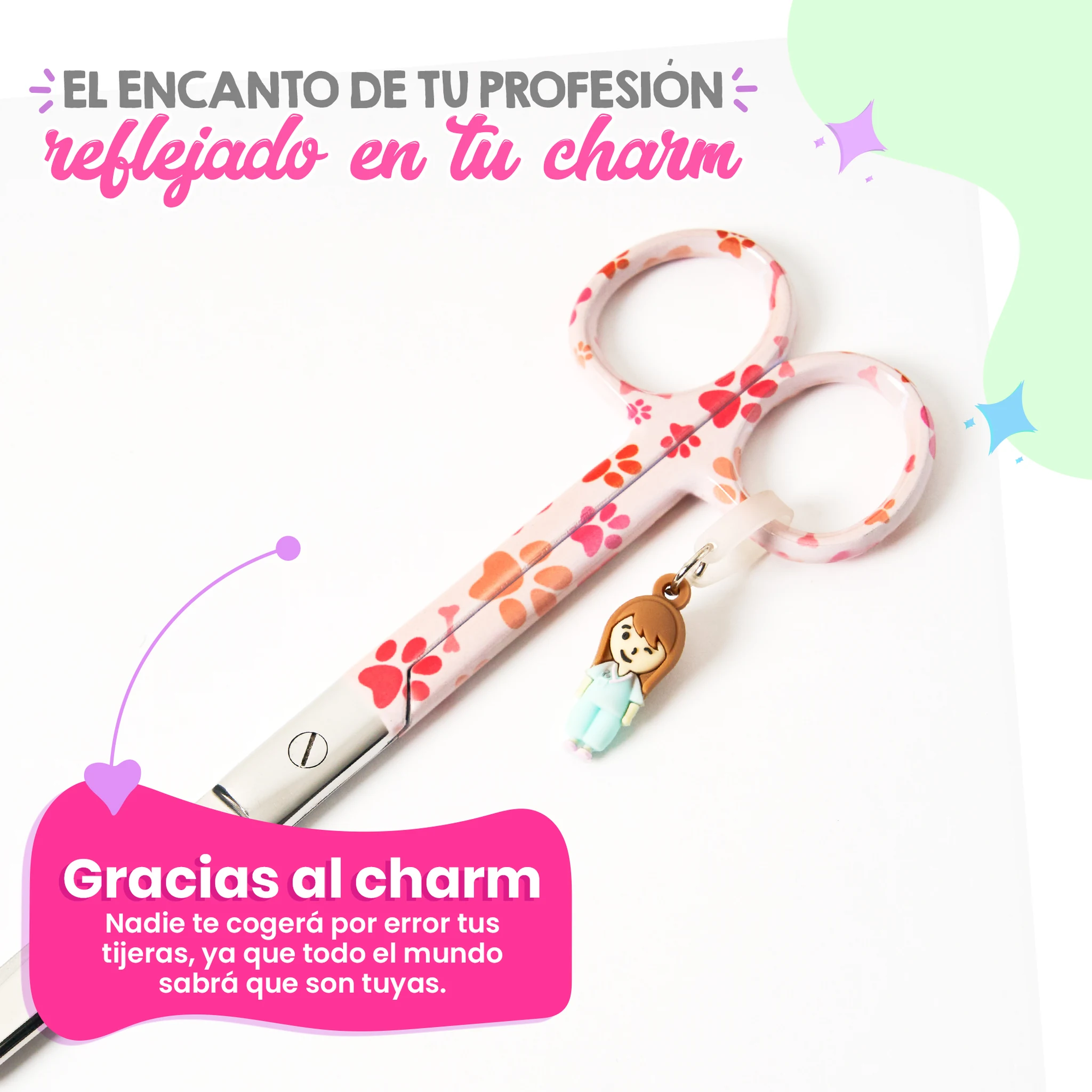 Tijeras Enfermería Mayo Huellas de Perro Anaranjado