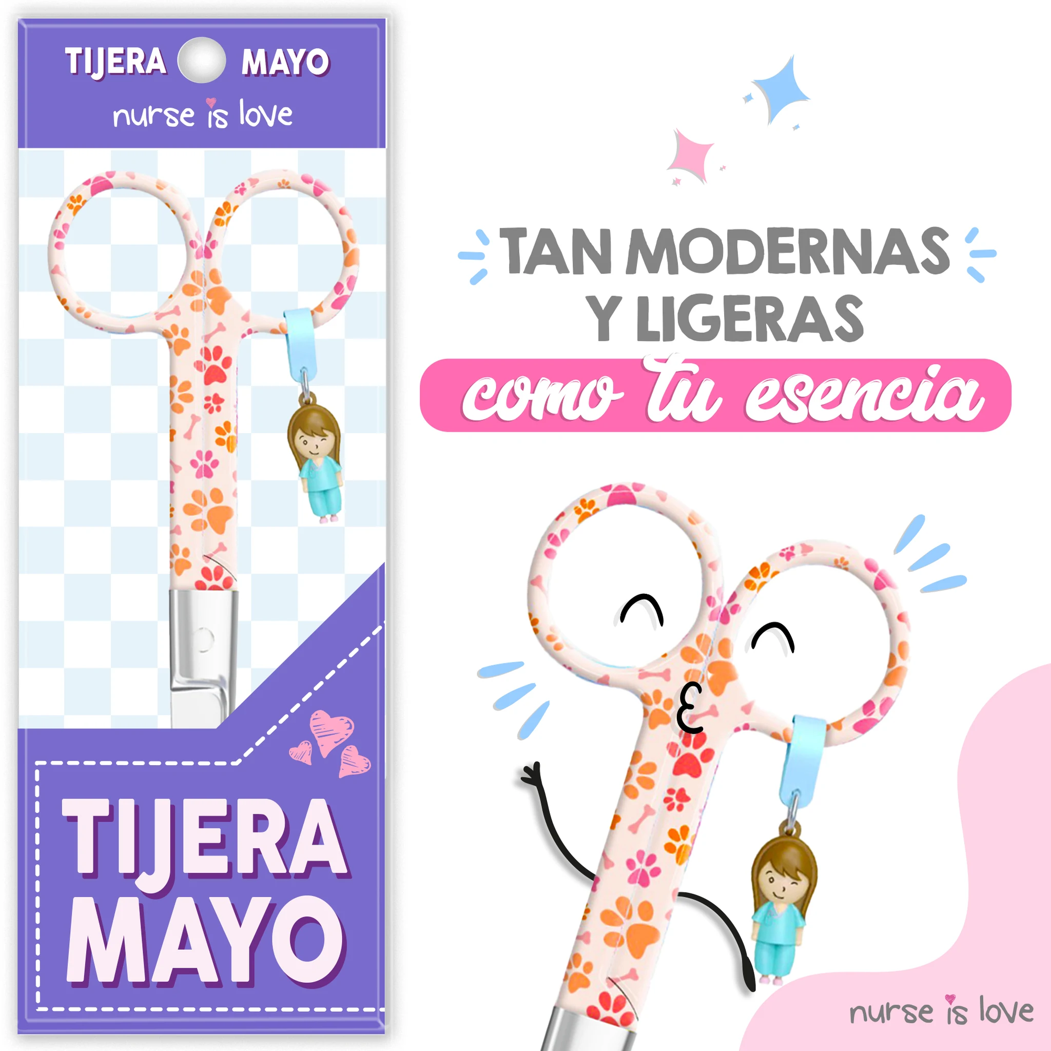 Tijeras Enfermería Mayo Huellas de Perro Anaranjado