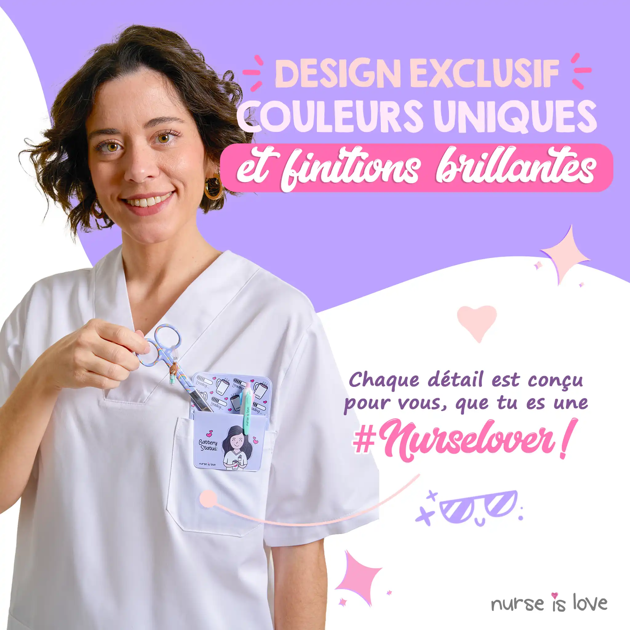 Ciseaux Infirmiers Mayo Arc en Ciel Fond Violet