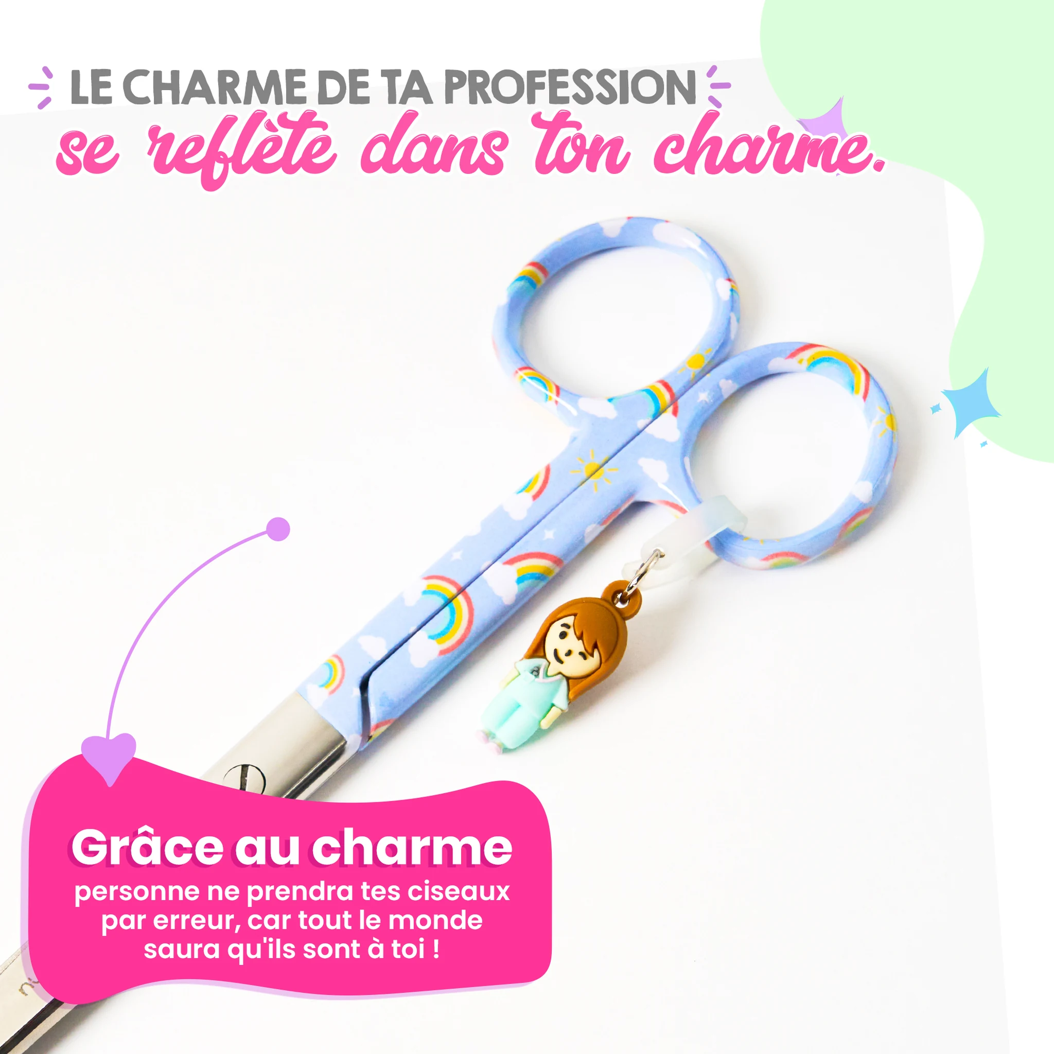 Ciseaux Infirmiers Mayo Arc en Ciel Fond Violet
