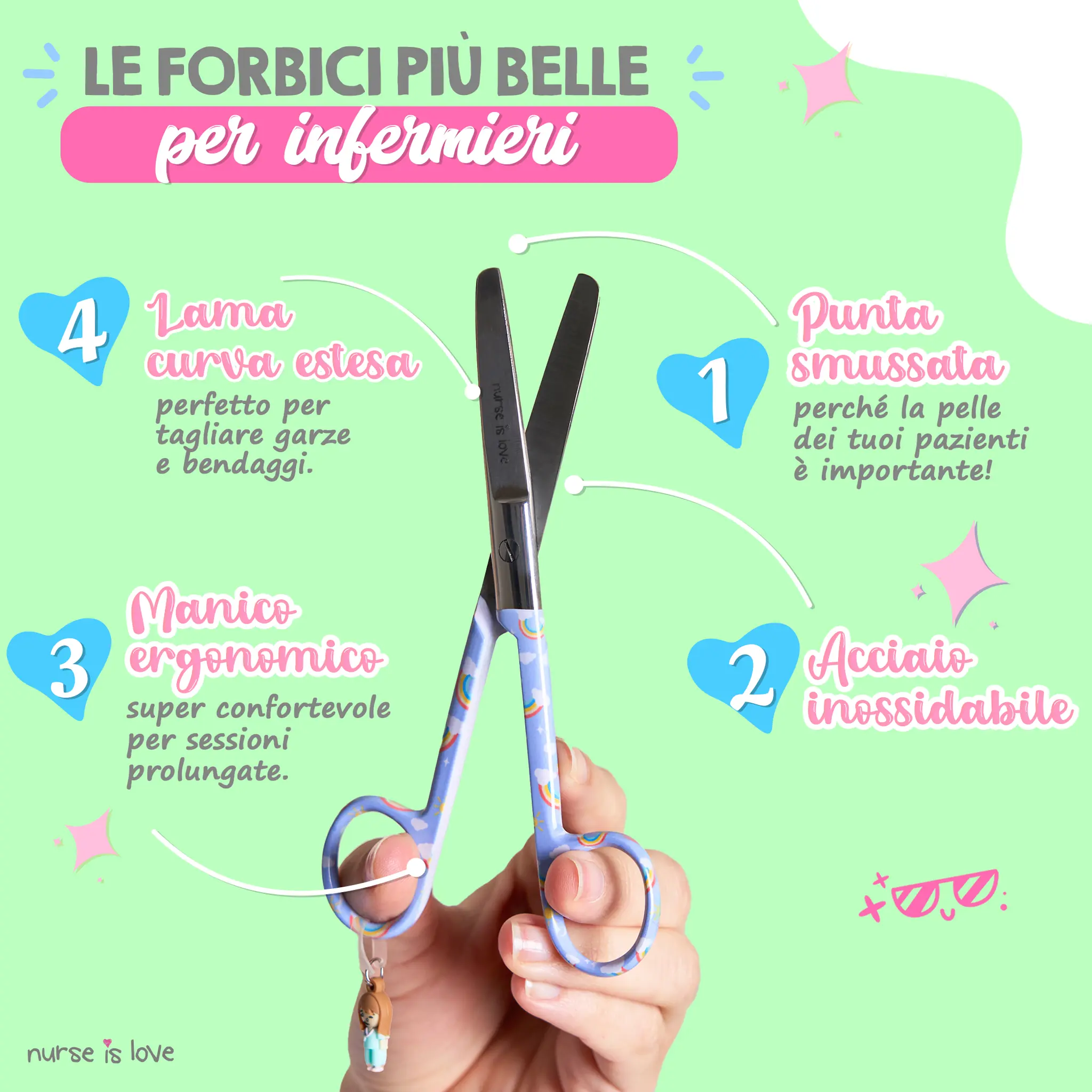 Forbici da Infermiera Mayo Arcobaleno su Sfondo Viola