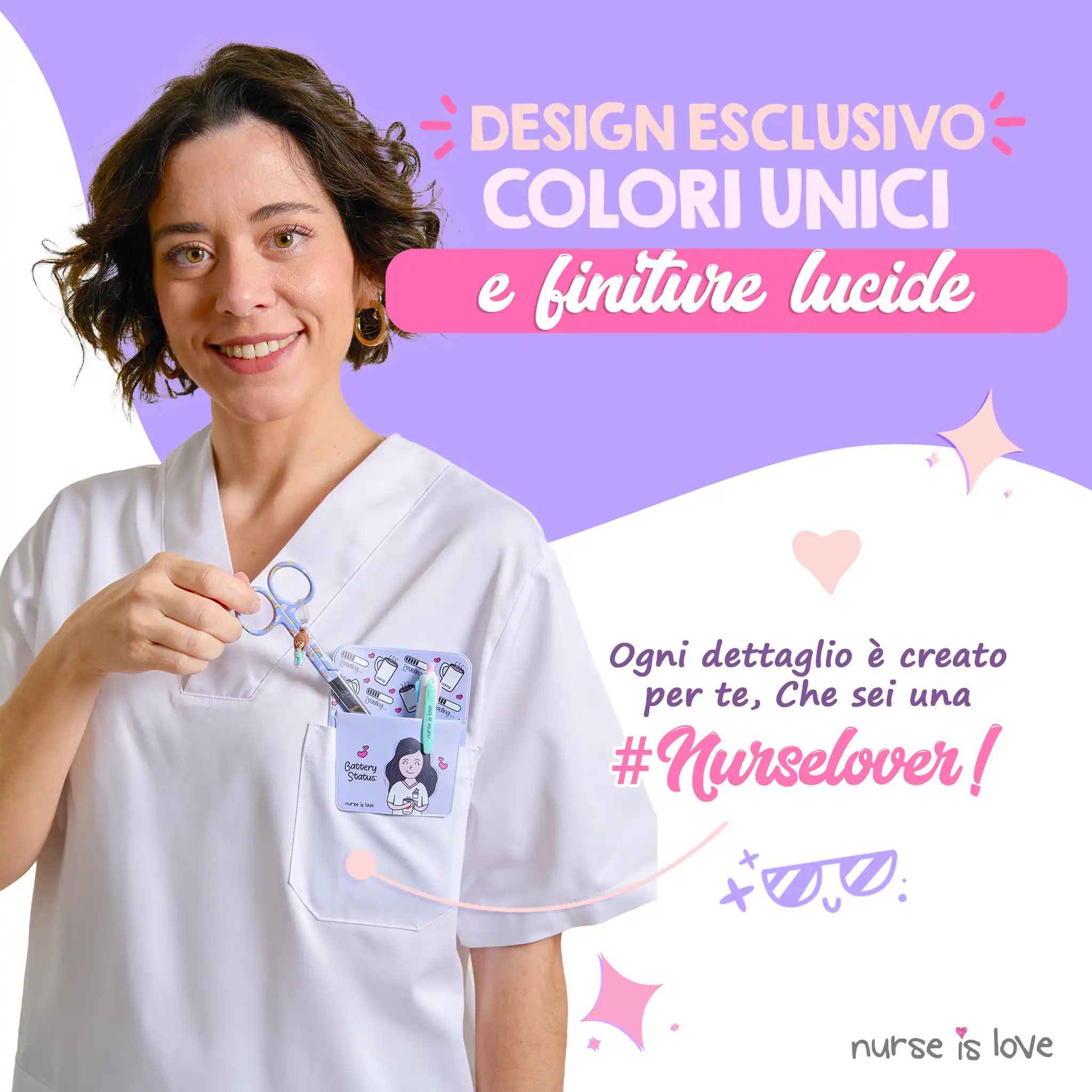 Forbici da Infermiera Mayo Arcobaleno su Sfondo Viola