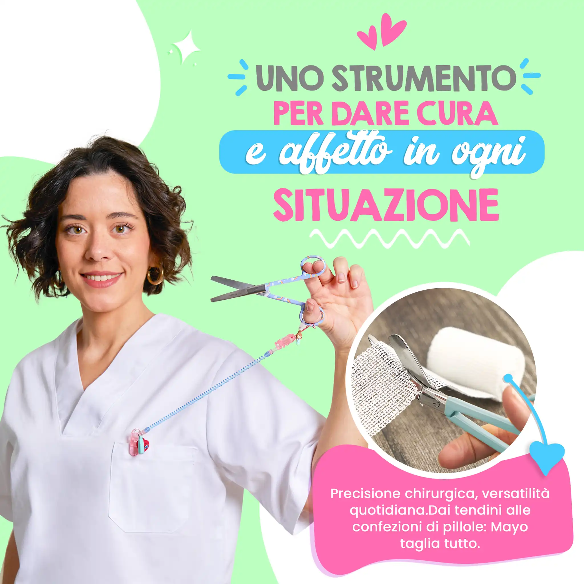 Forbici da Infermiera Mayo Arcobaleno su Sfondo Viola