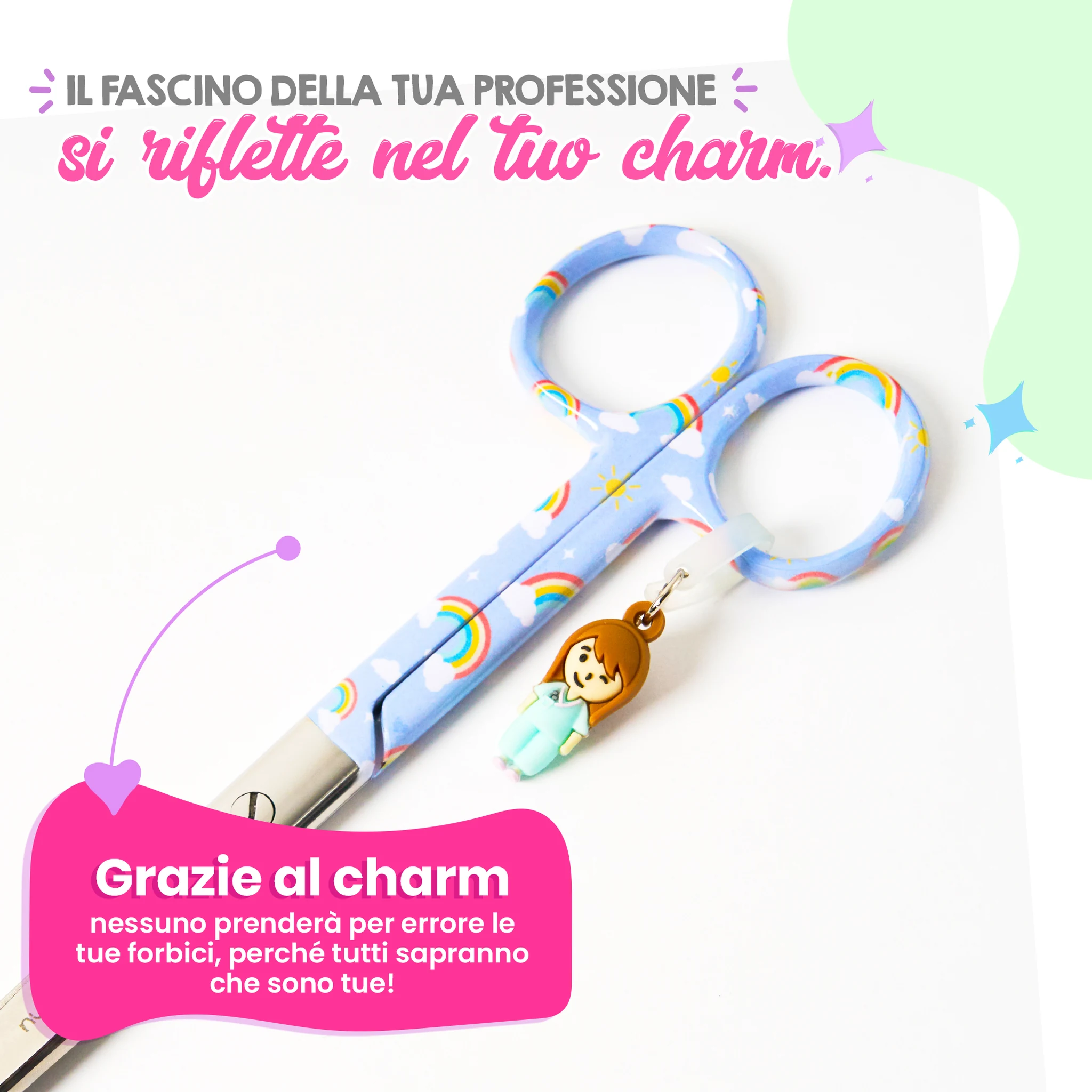 Forbici da Infermiera Mayo Arcobaleno su Sfondo Viola