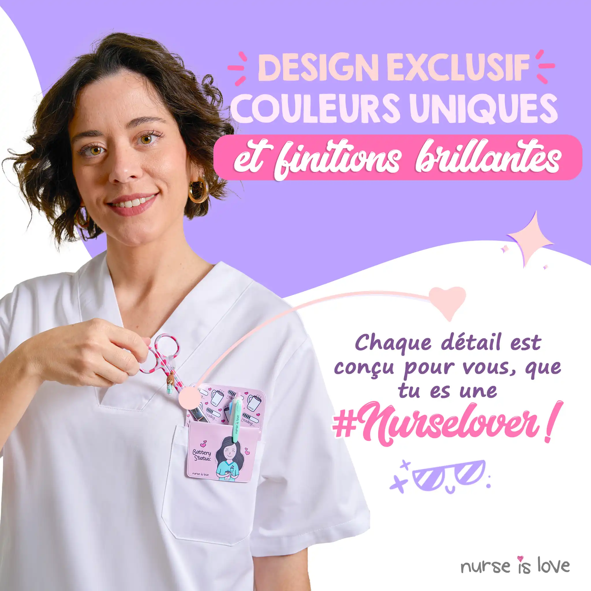 Ciseaux Infirmiers Mayo Fraises Fond Rose