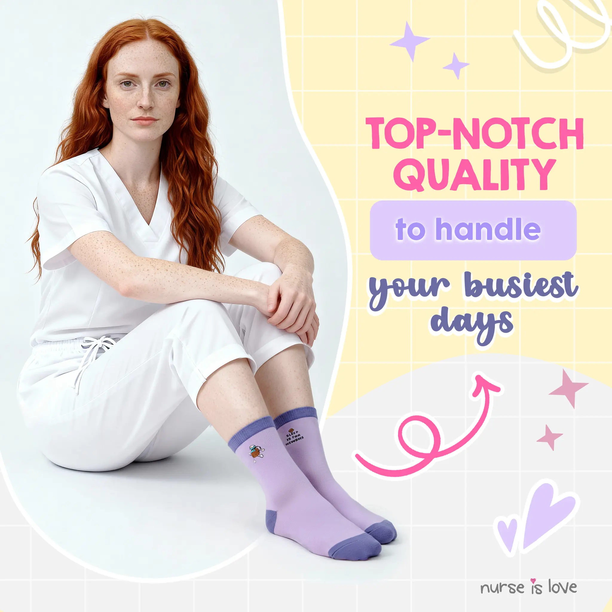 Patterned Knee-High Nurse Socks (Set of 3)