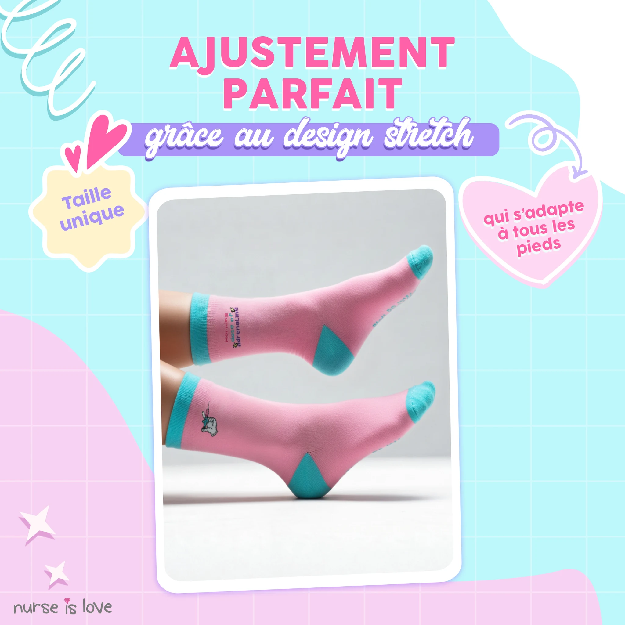 Chaussettes hautes pour infirmières à motifs (Lot de 3)