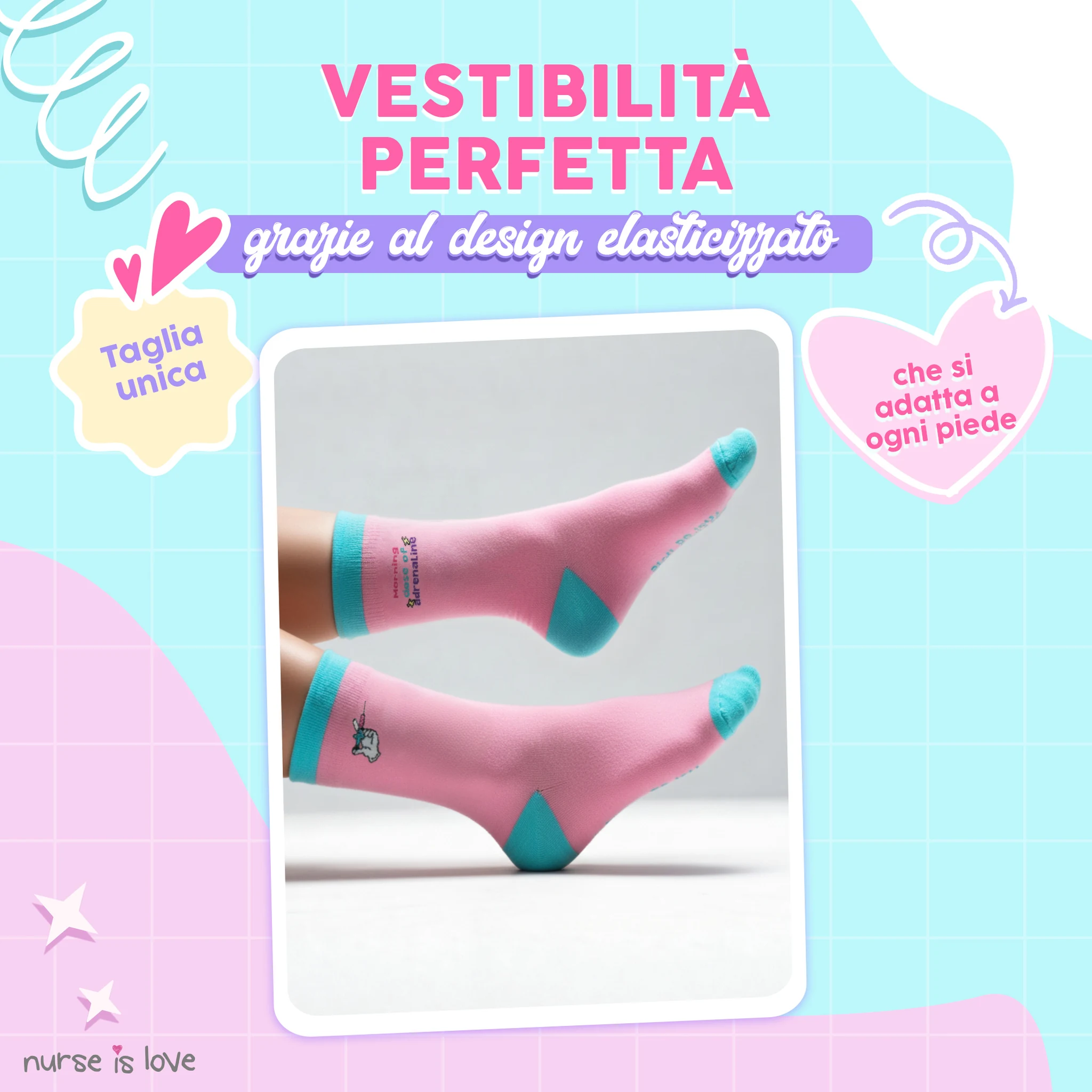 Calze Alte per Infermiere con Disegni (Set da 3)