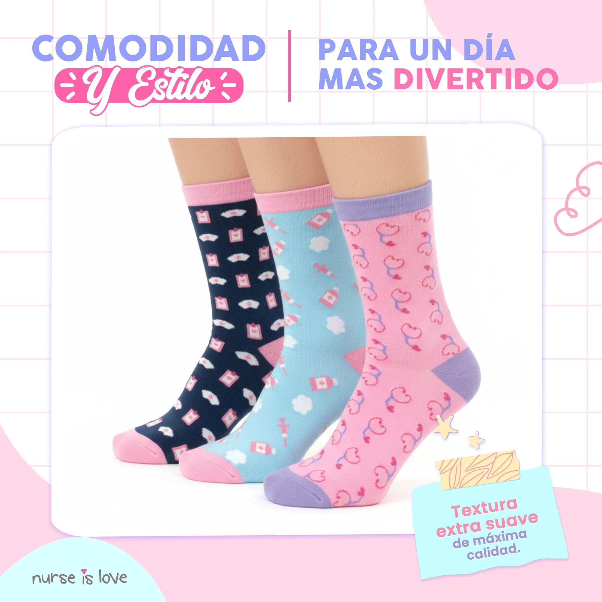 Calcetines Altos para Enfermeras (Set de 3)