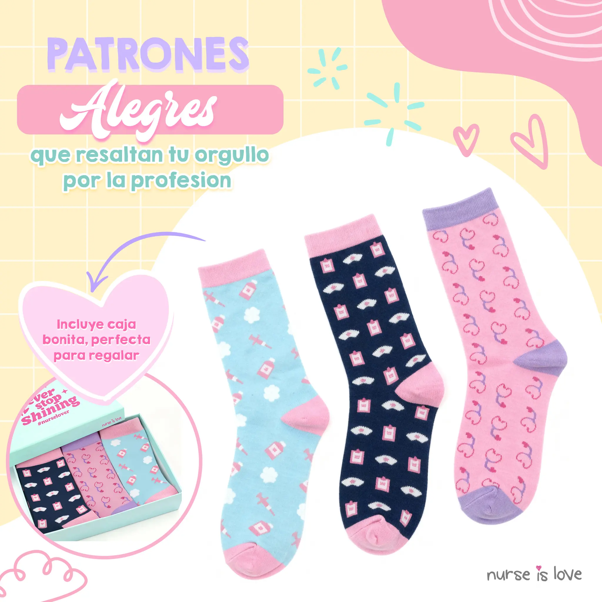 Calcetines Altos para Enfermeras (Set de 3)