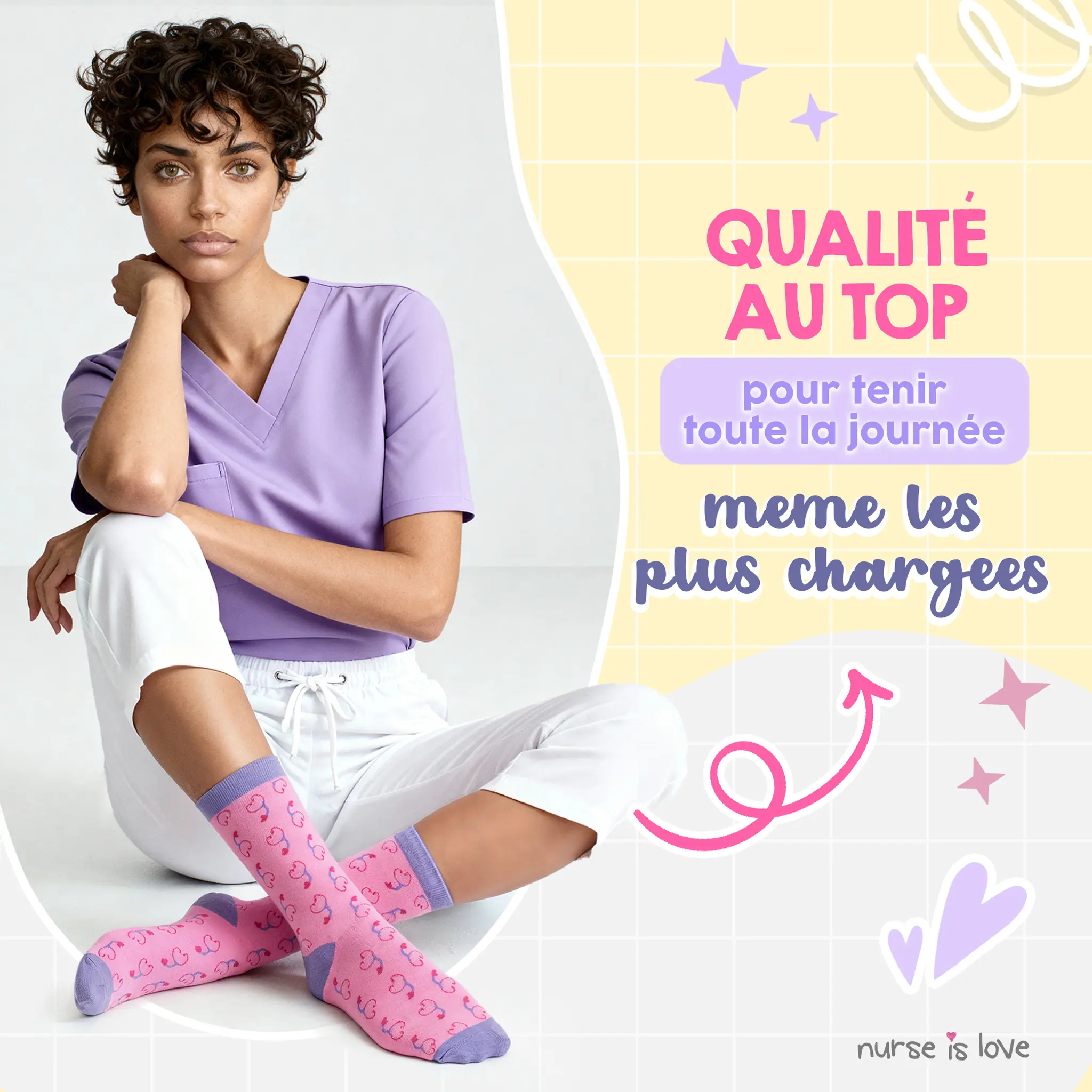 Chaussettes hautes pour infirmières (Lot de 3)