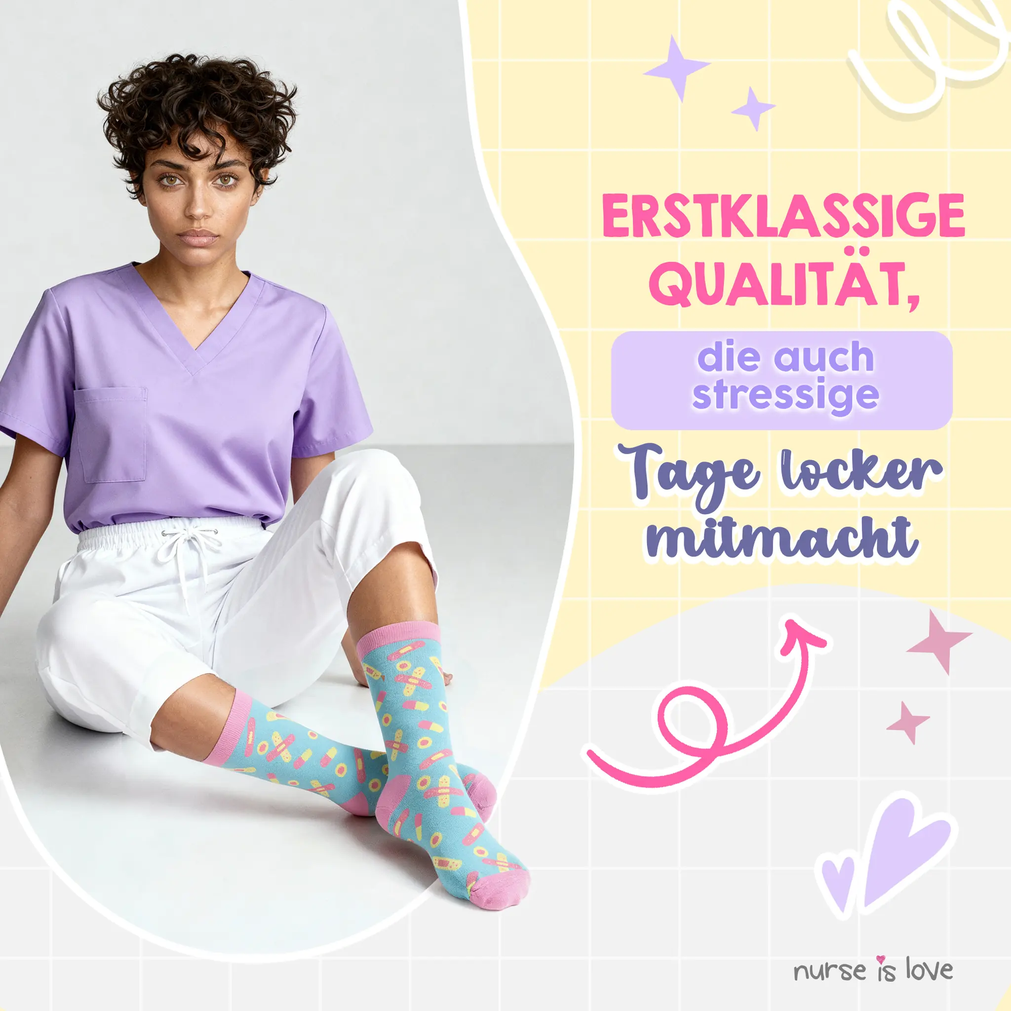 Hohe Krankenpflegesocken mit Mustern Set mit 3 Paaren