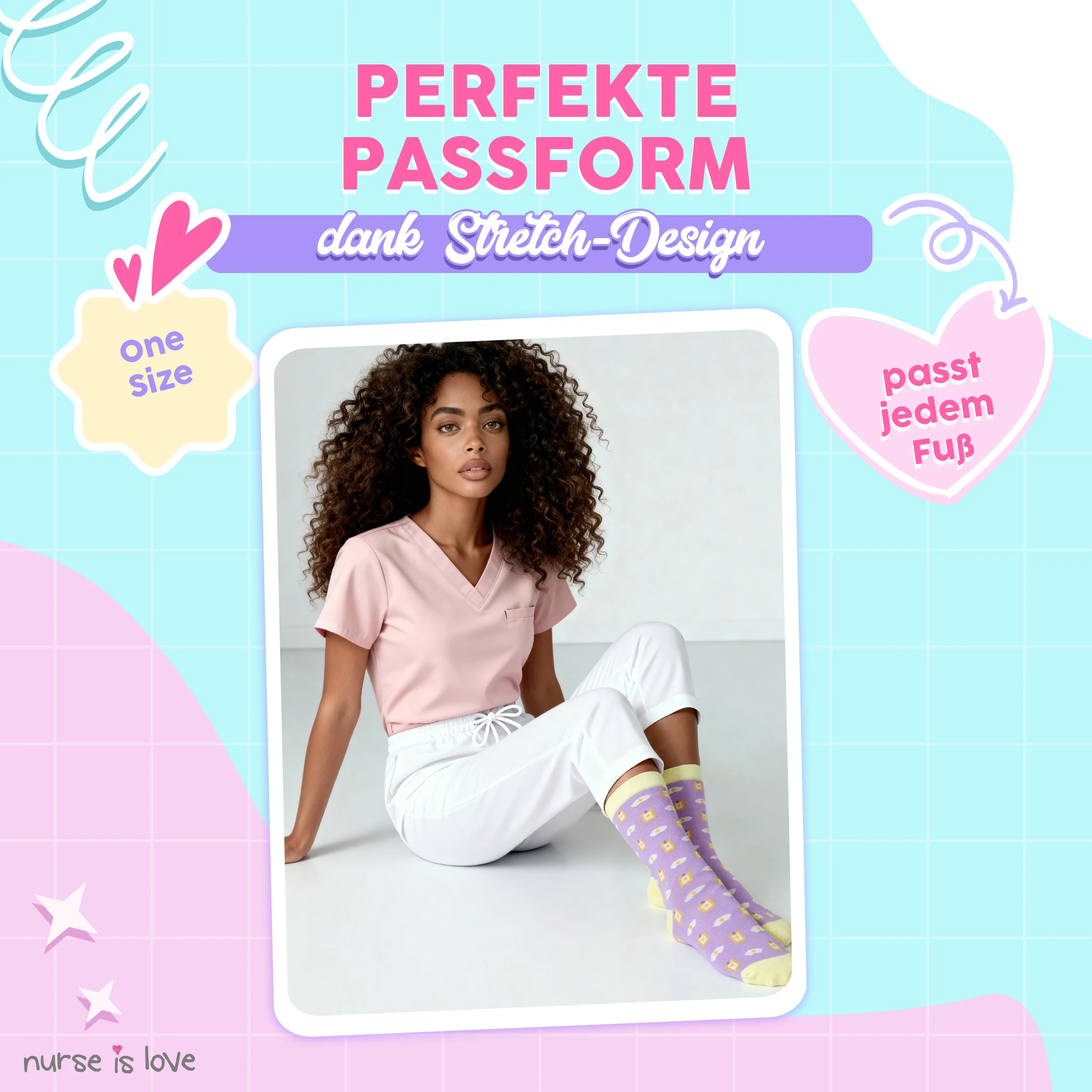 Hohe Krankenpflegesocken mit Mustern Set mit 3 Paaren