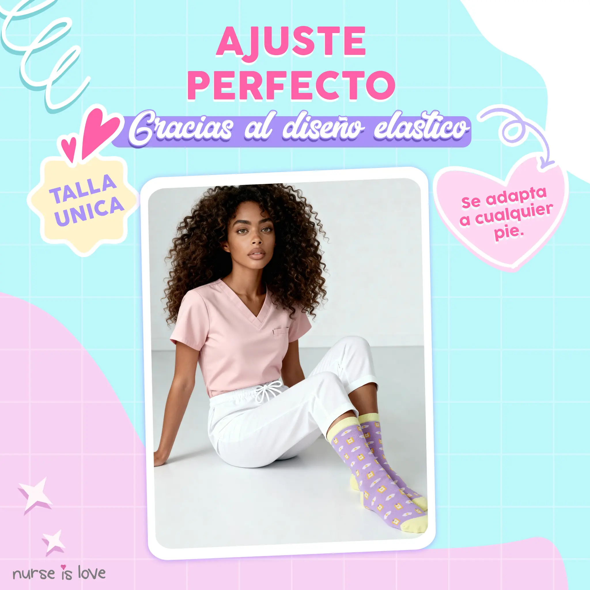 Calcetines Altos para Enfermeras con Patrones (Set de 3)