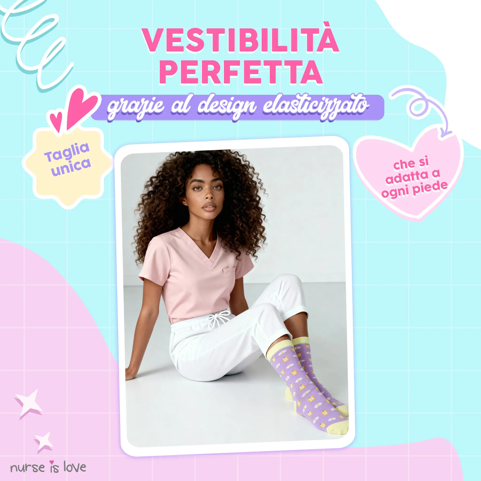 Calze Alte per Infermiere con Motivi (Set da 3)