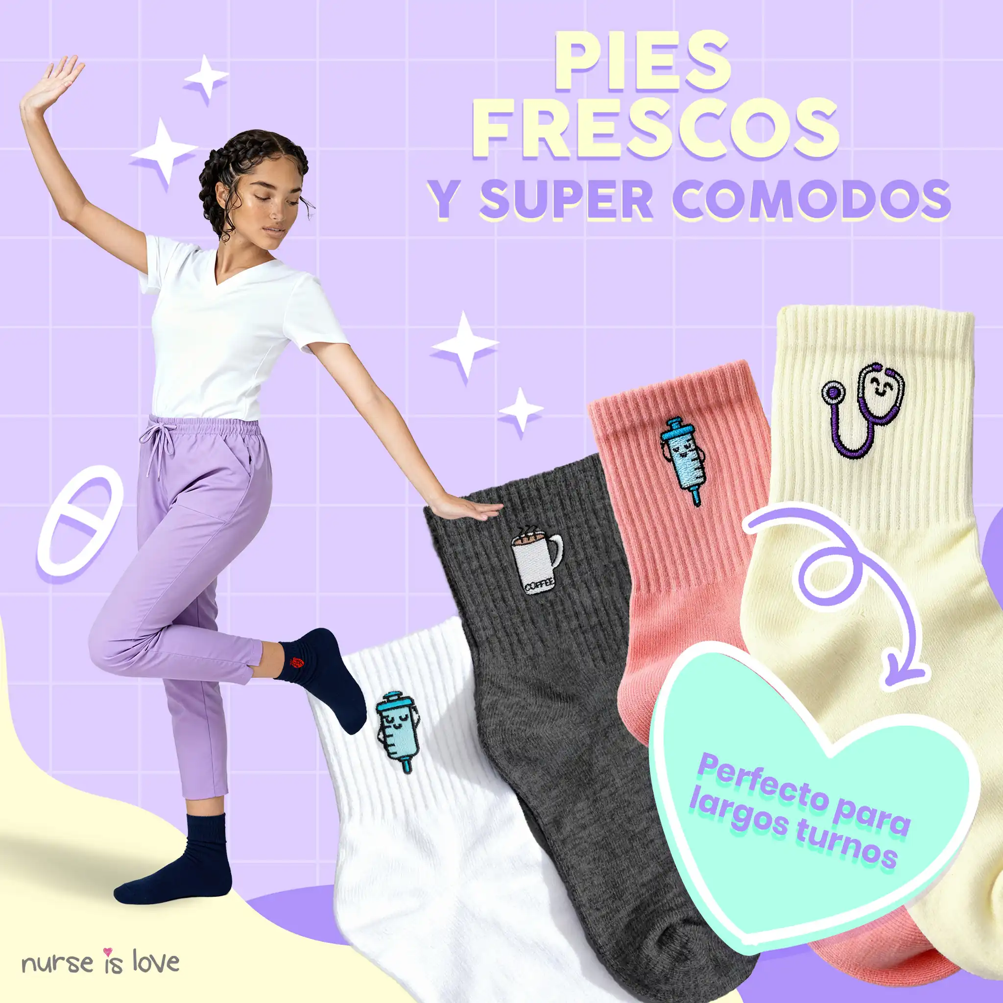 Calcetines para Enfermeras Diseño Variado (Set de 6)