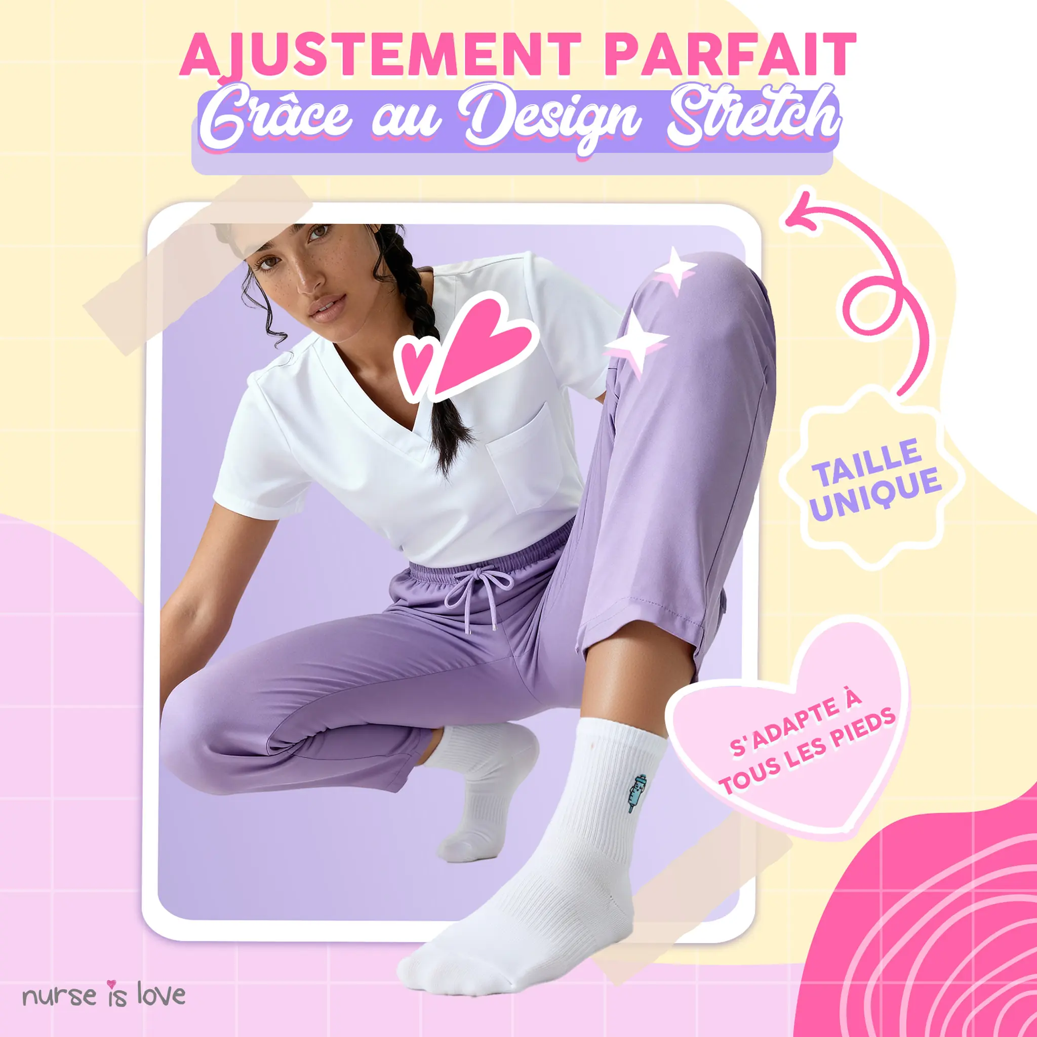 Chaussettes pour infirmières Designs Variés (Lot de 6)