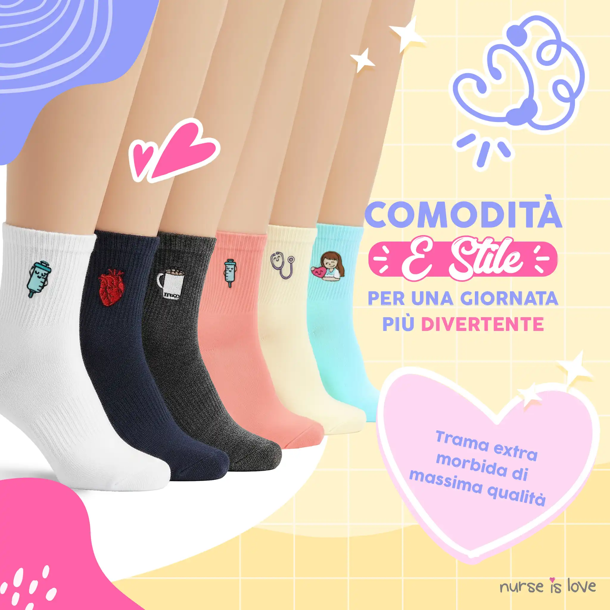 Calze per infermiere Design Variato (Set da 6)