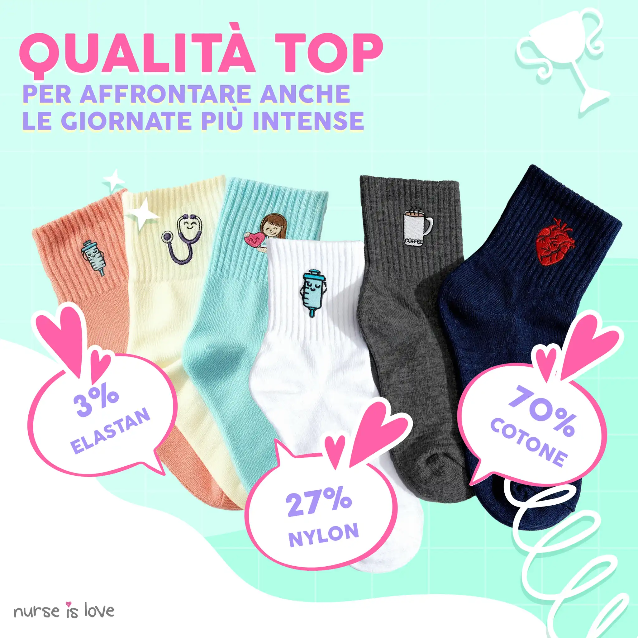 Calze per infermiere Design Variato (Set da 6)