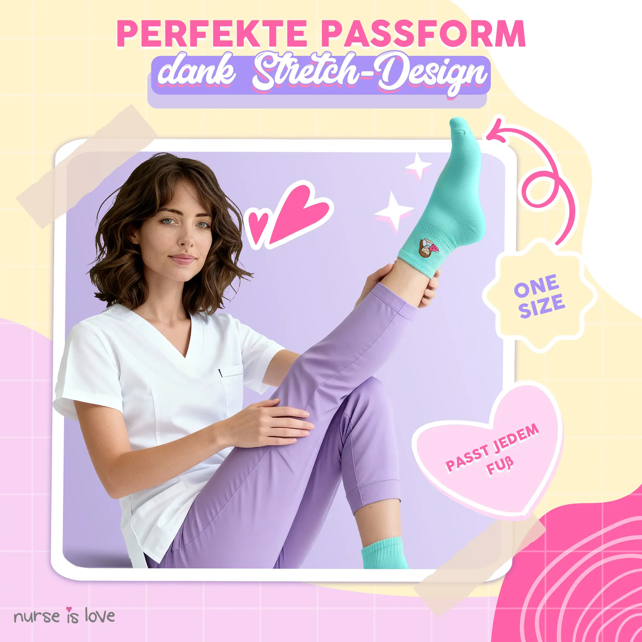 Bunte Krankenpflegesocken Set mit 3 Paaren
