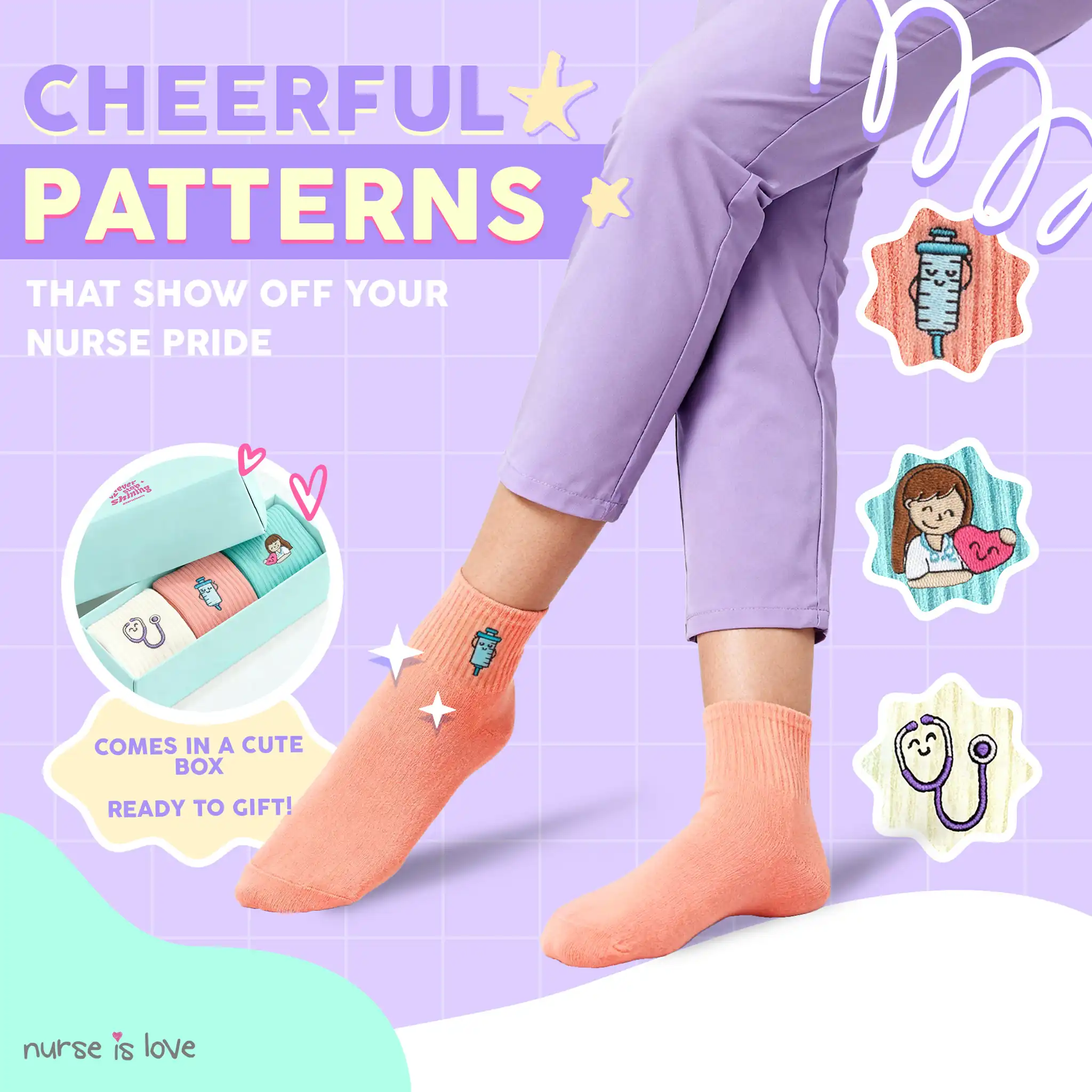 Colorful Nurse Socks (Set of 3)