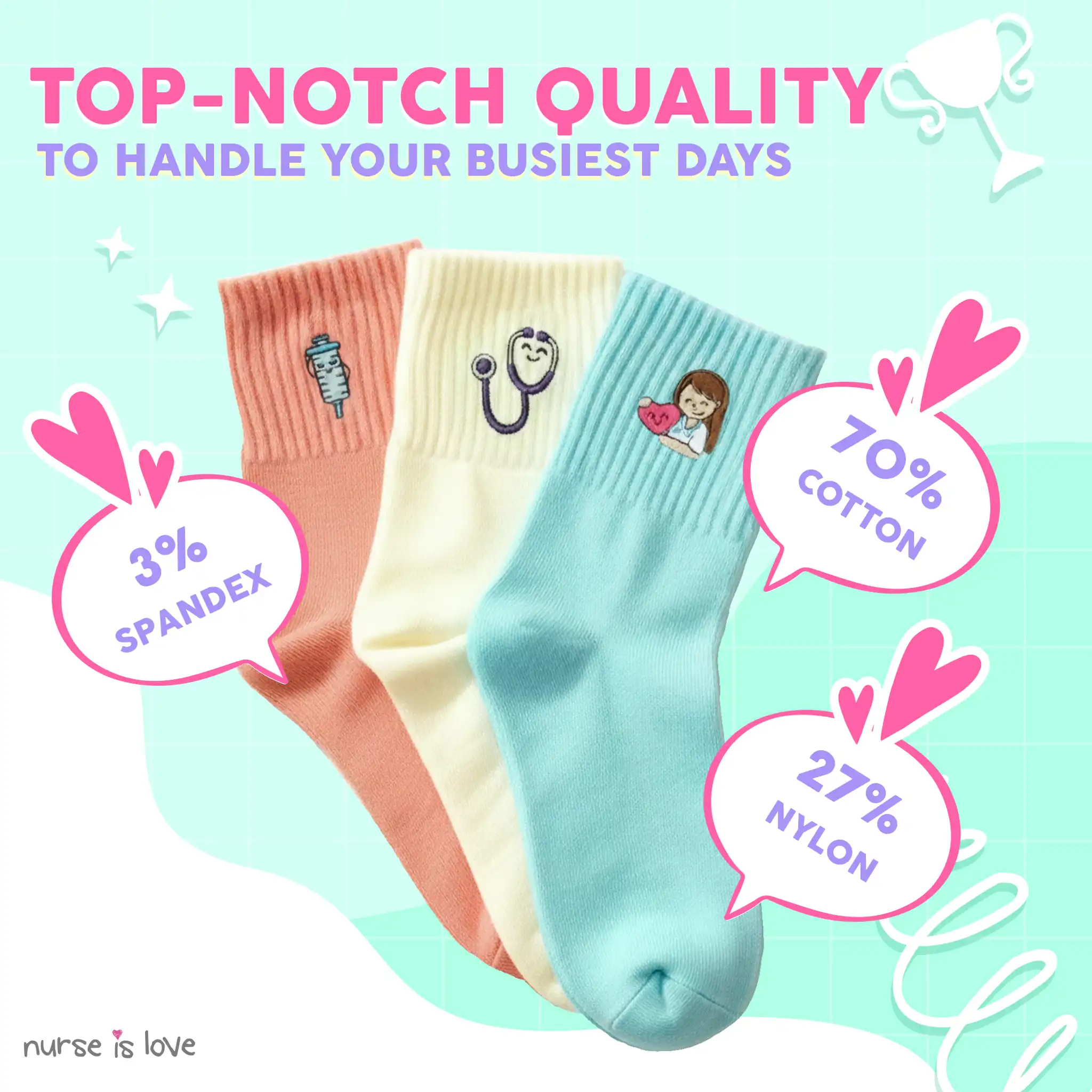 Colorful Nurse Socks (Set of 3)