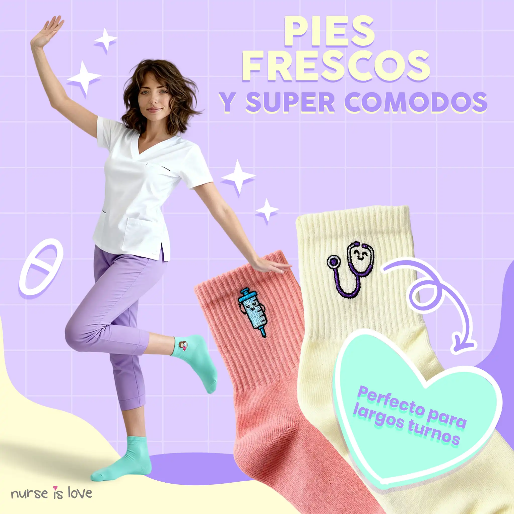 Calcetines para Enfermeras Coloridos (Set de 3)