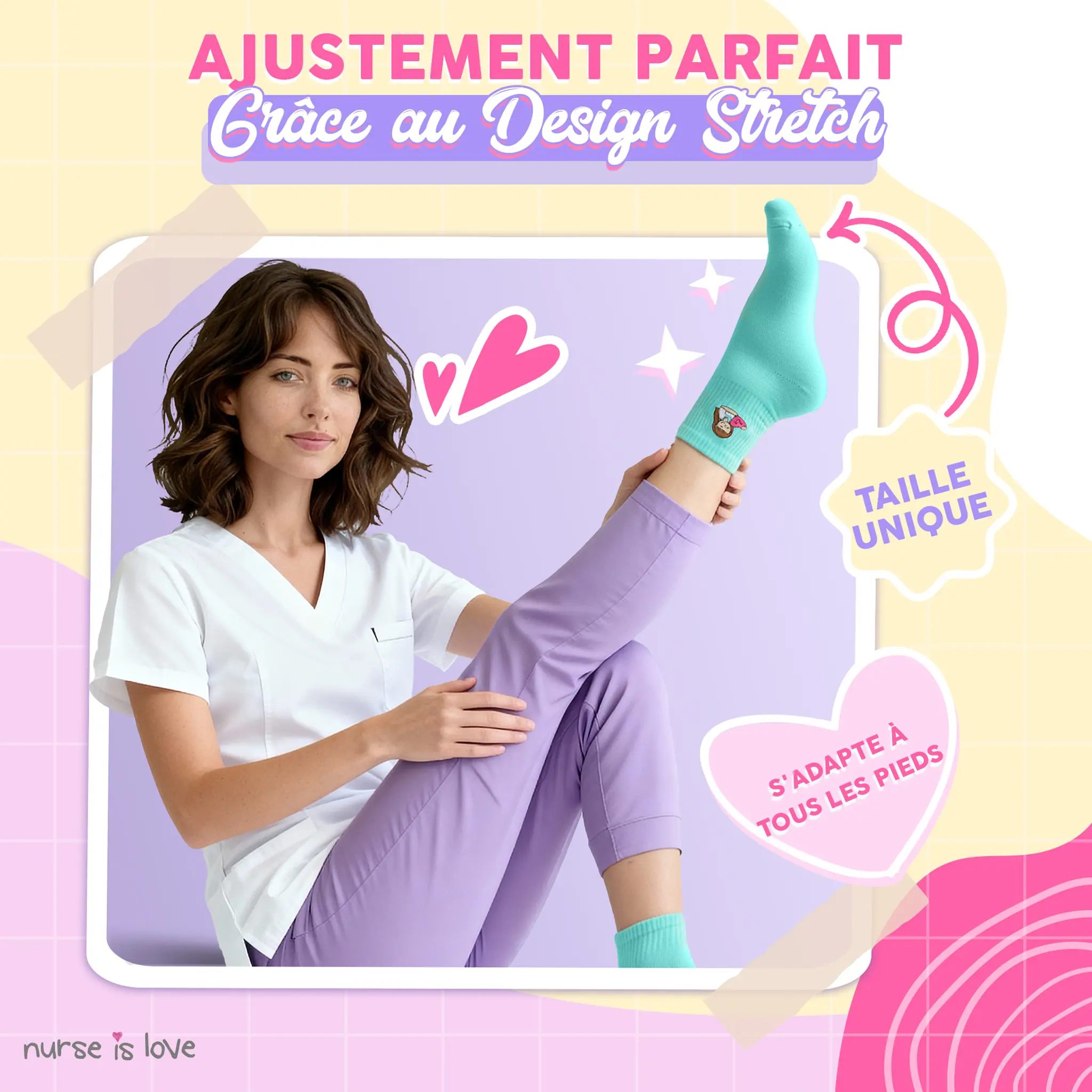 Chaussettes pour infirmières Colorées (Lot de 3)