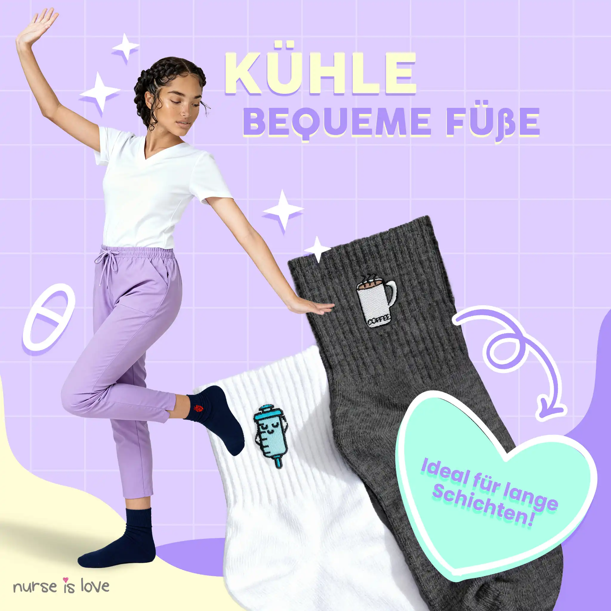 Krankenpflegesocken in neutralen Farben Set mit 3 Paaren