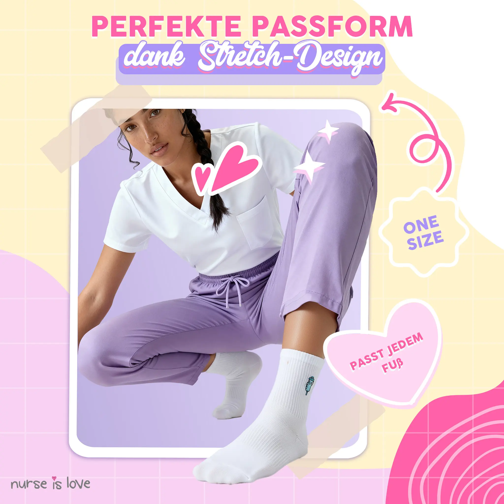 Krankenpflegesocken in neutralen Farben Set mit 3 Paaren