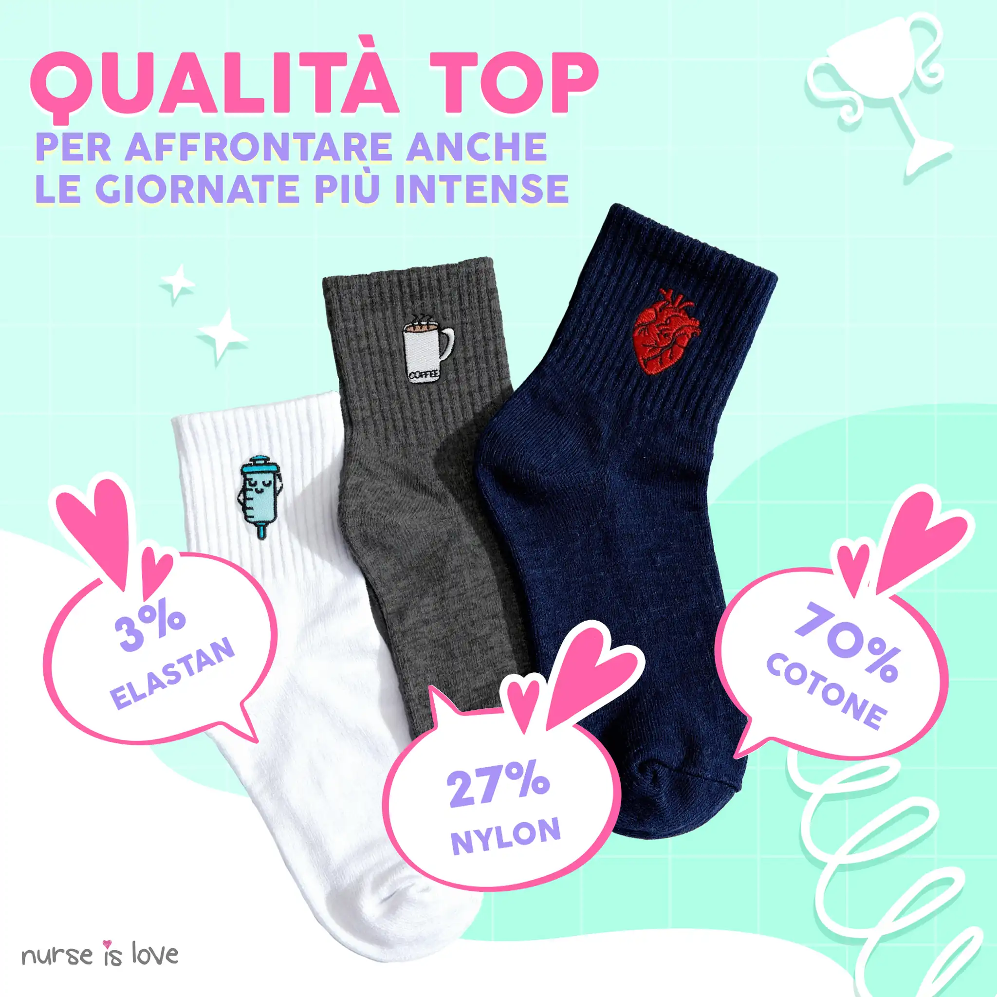 Calze per infermiere Colori Neutri (Set da 3)