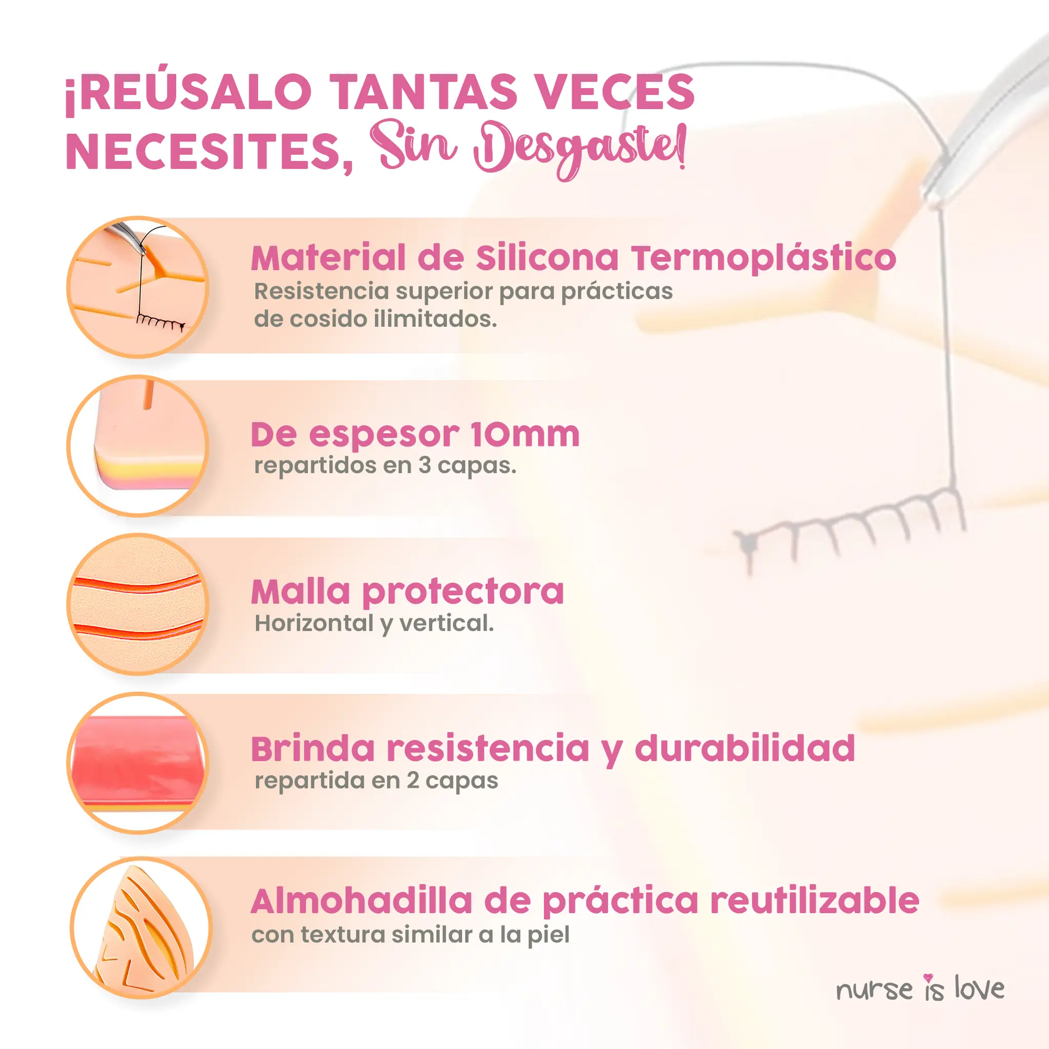 Almohadilla de Sutura de prácticas