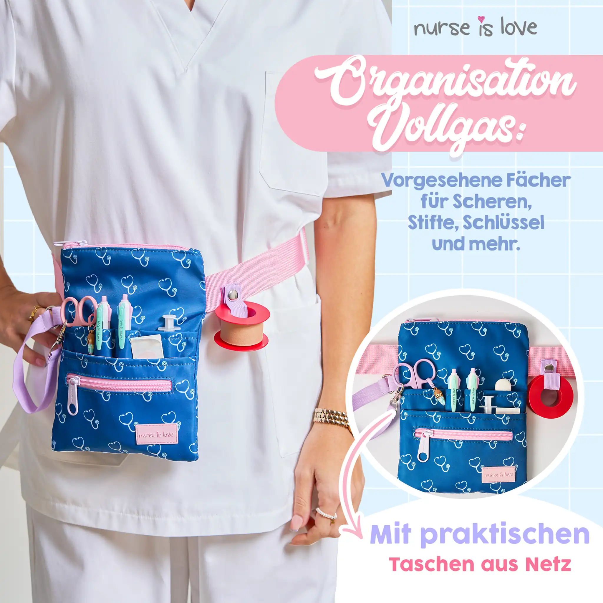Blau Organizer Hüfttasche