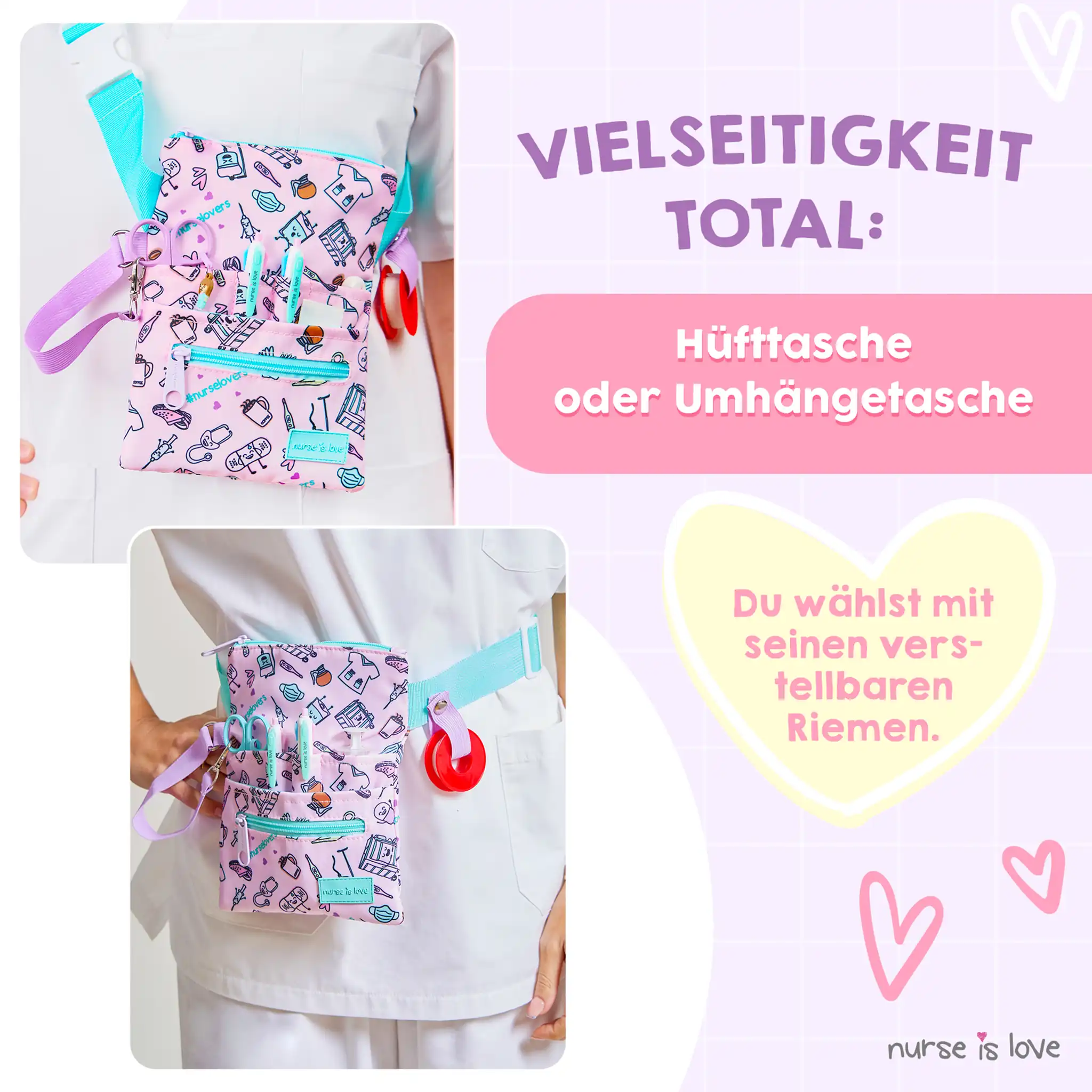 Lila Kaffee Organizer Hüfttasche