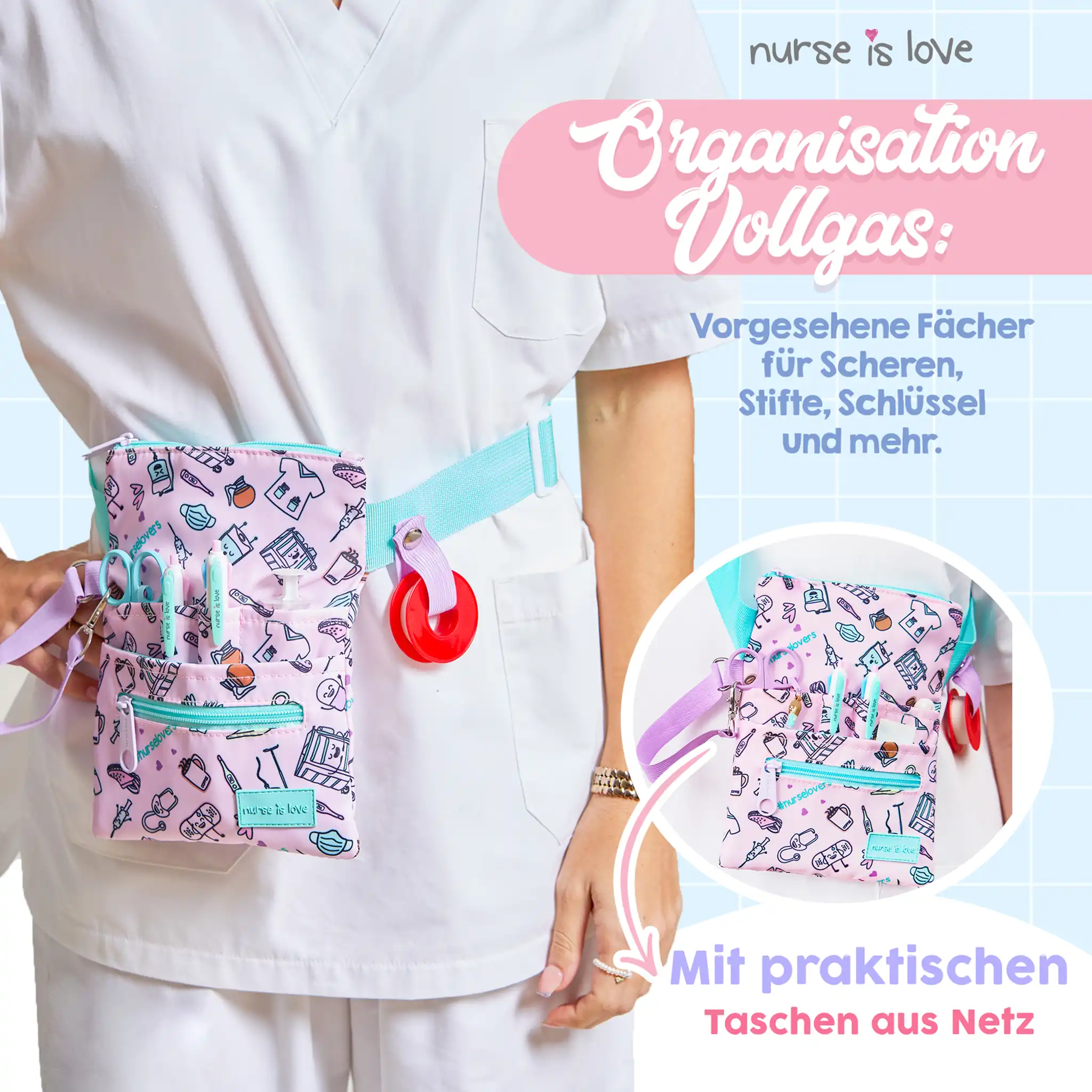 Lila Kaffee Organizer Hüfttasche