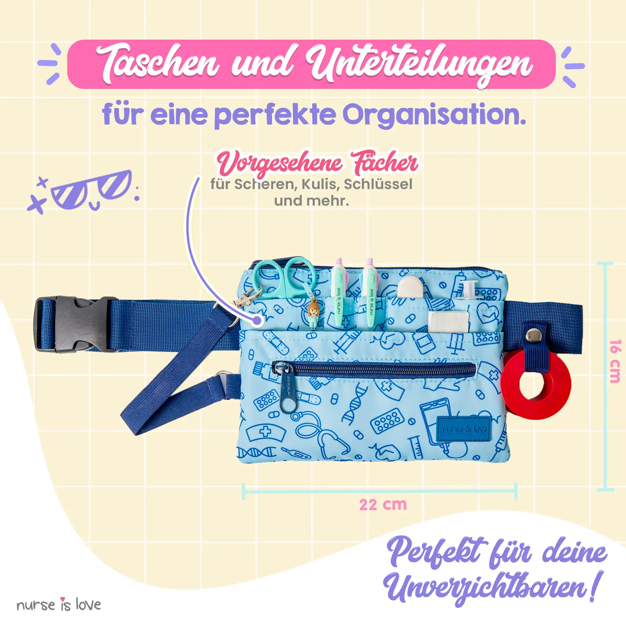 Unisex Organizer Hüfttasche Horizontal