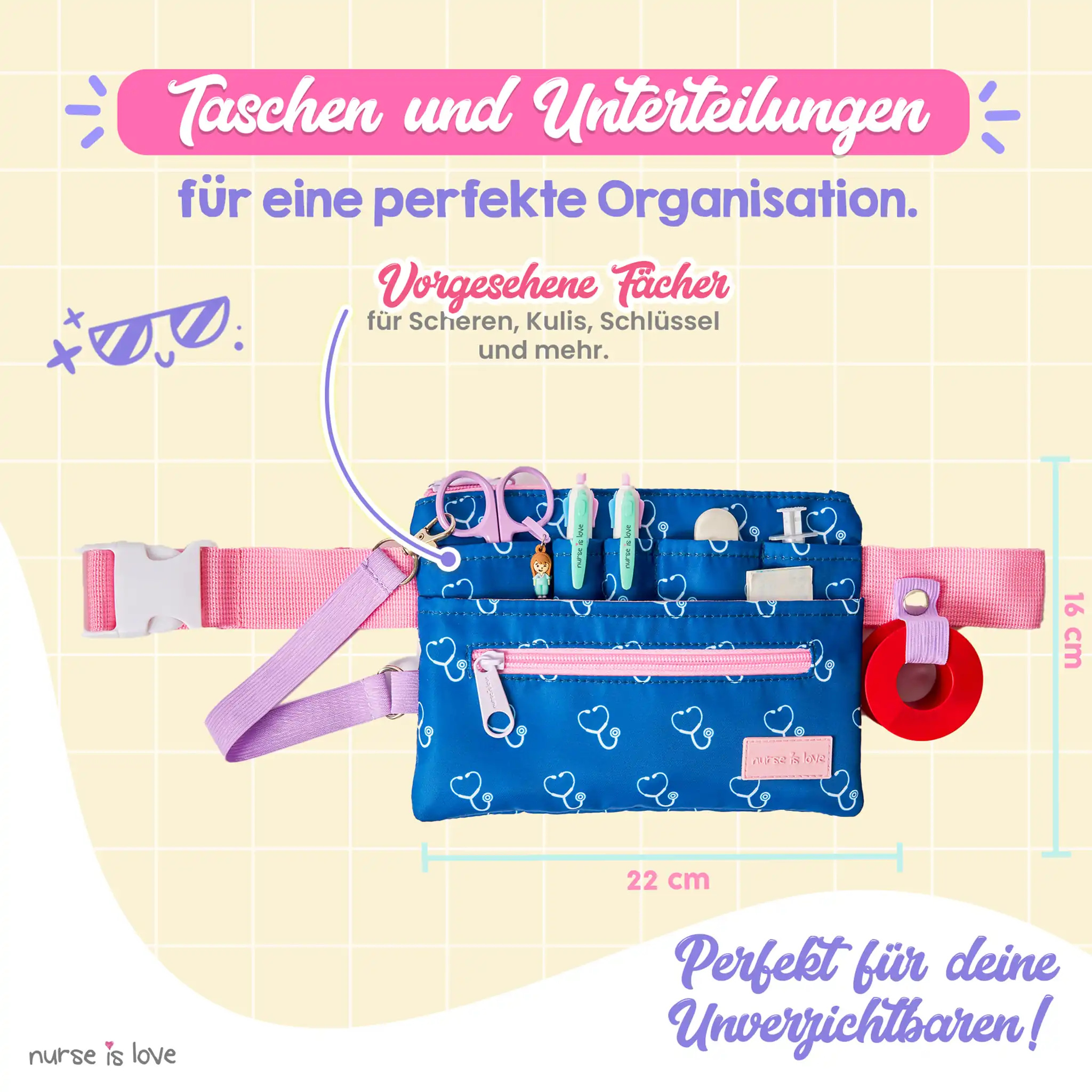 Blau Organizer Hüfttasche Horizontal