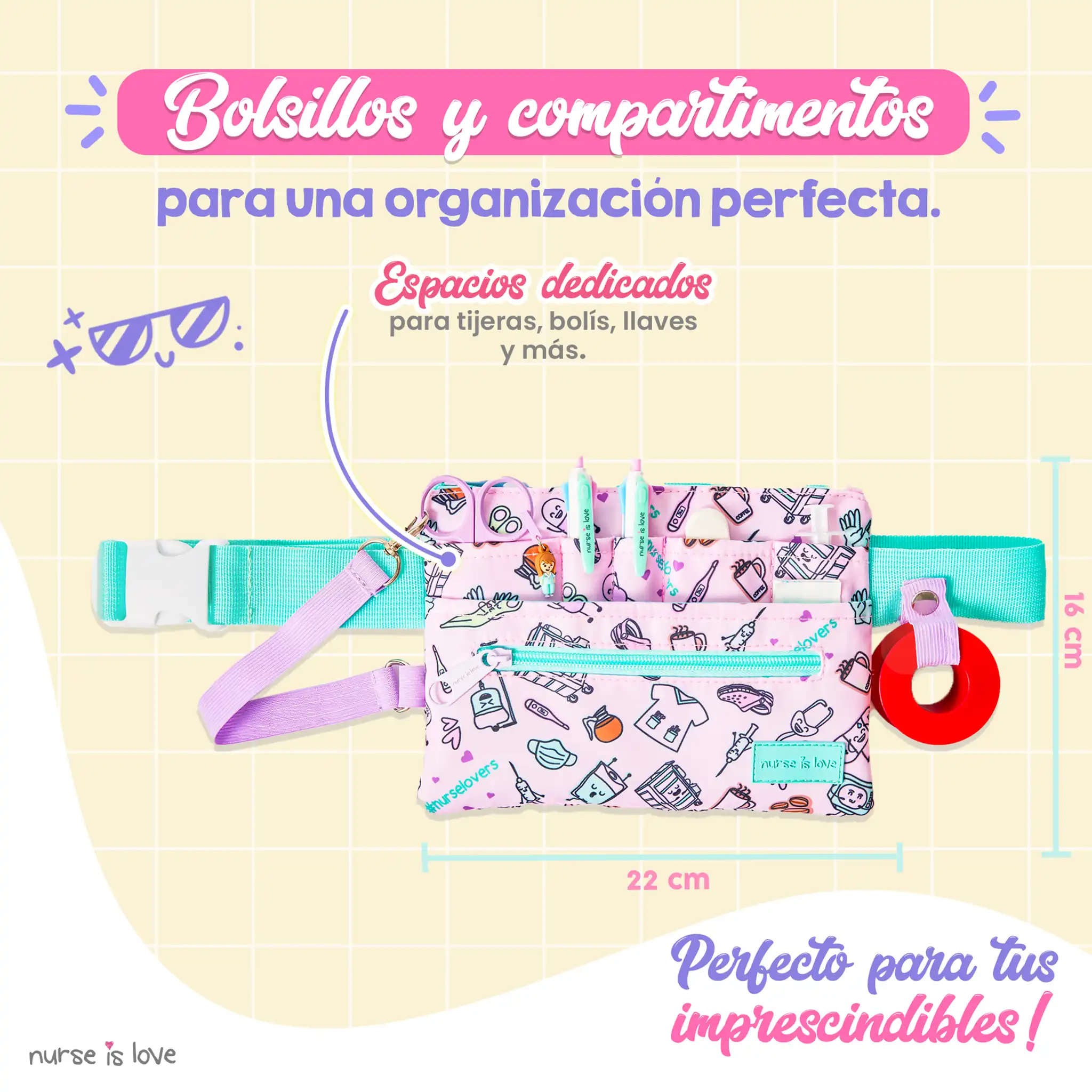 Organizador Riñonera Horizontal Morado Café