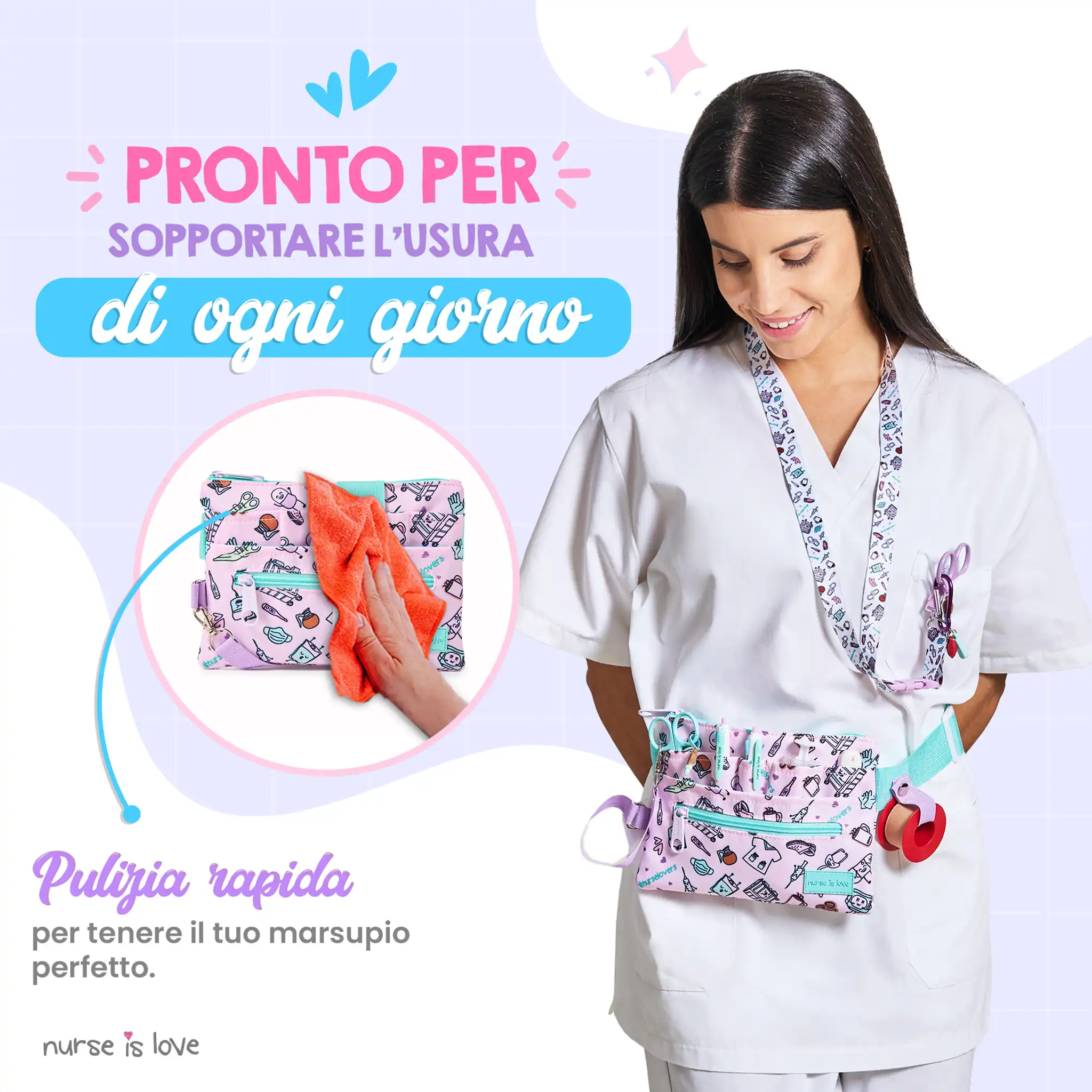 Organizzatore Marsupio Orizzontale Viola Caffè